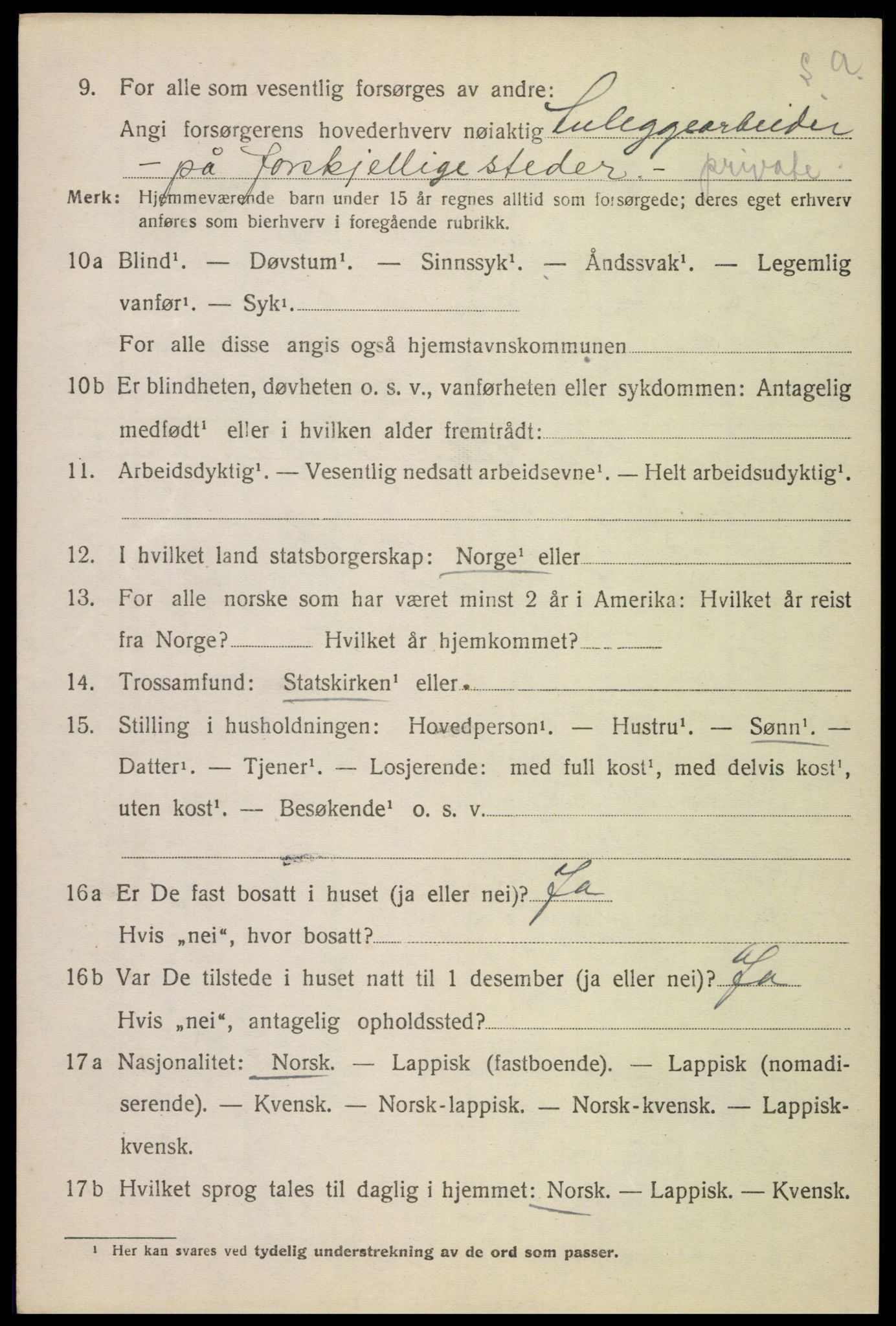 SAT, 1920 census for Ankenes, 1920, p. 7394