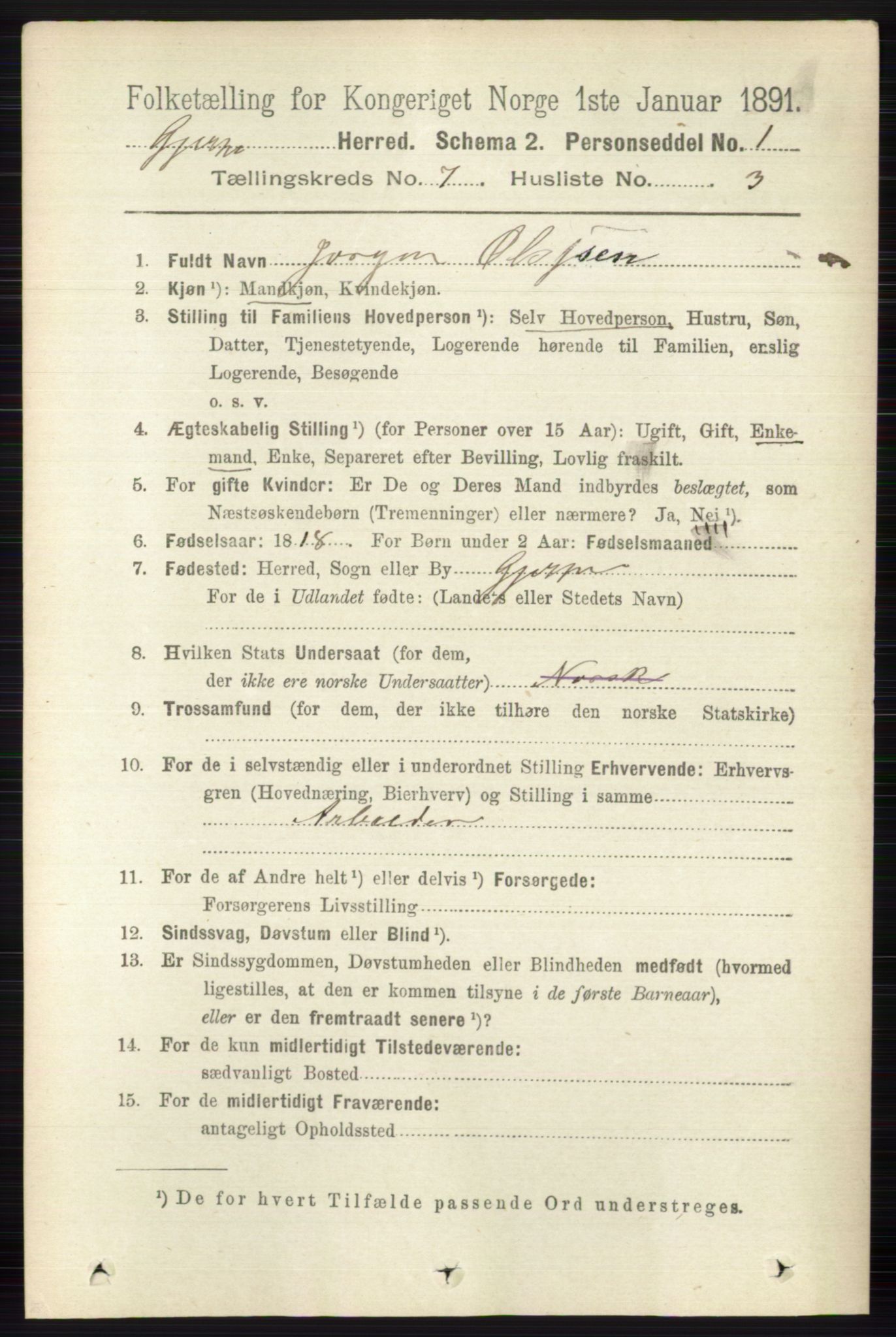 RA, 1891 census for 0812 Gjerpen, 1891, p. 3414