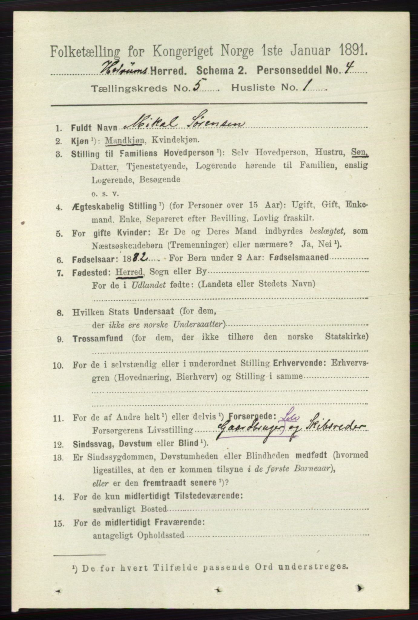 RA, 1891 census for 0727 Hedrum, 1891, p. 1969