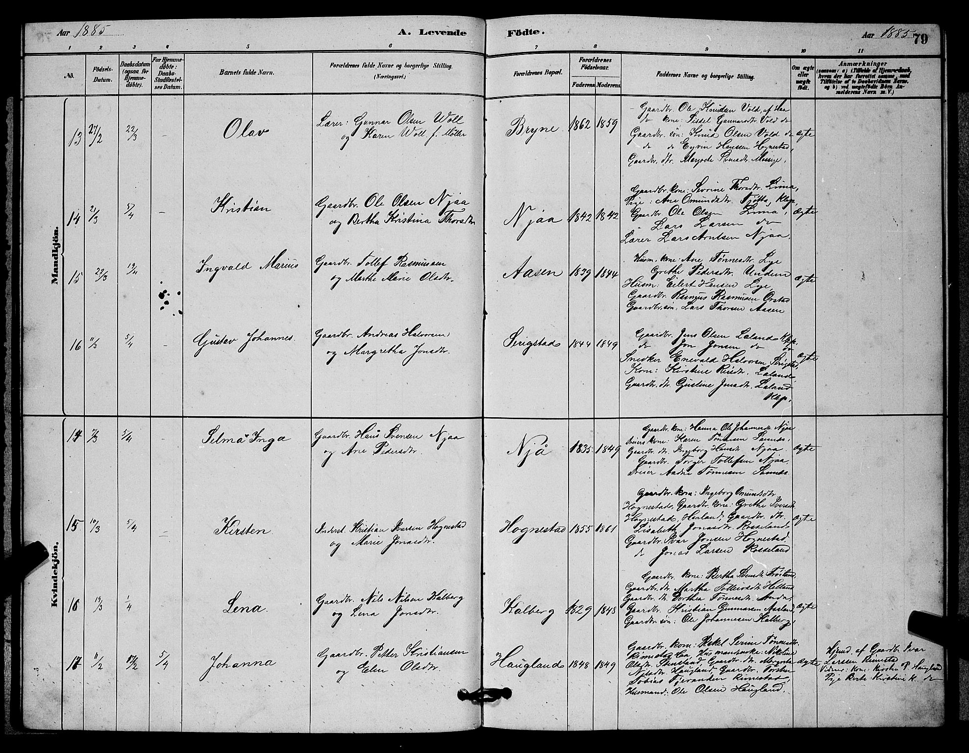 Lye sokneprestkontor, AV/SAST-A-101794/001/30BB/L0006: Parish register (copy) no. B 6, 1879-1888, p. 79