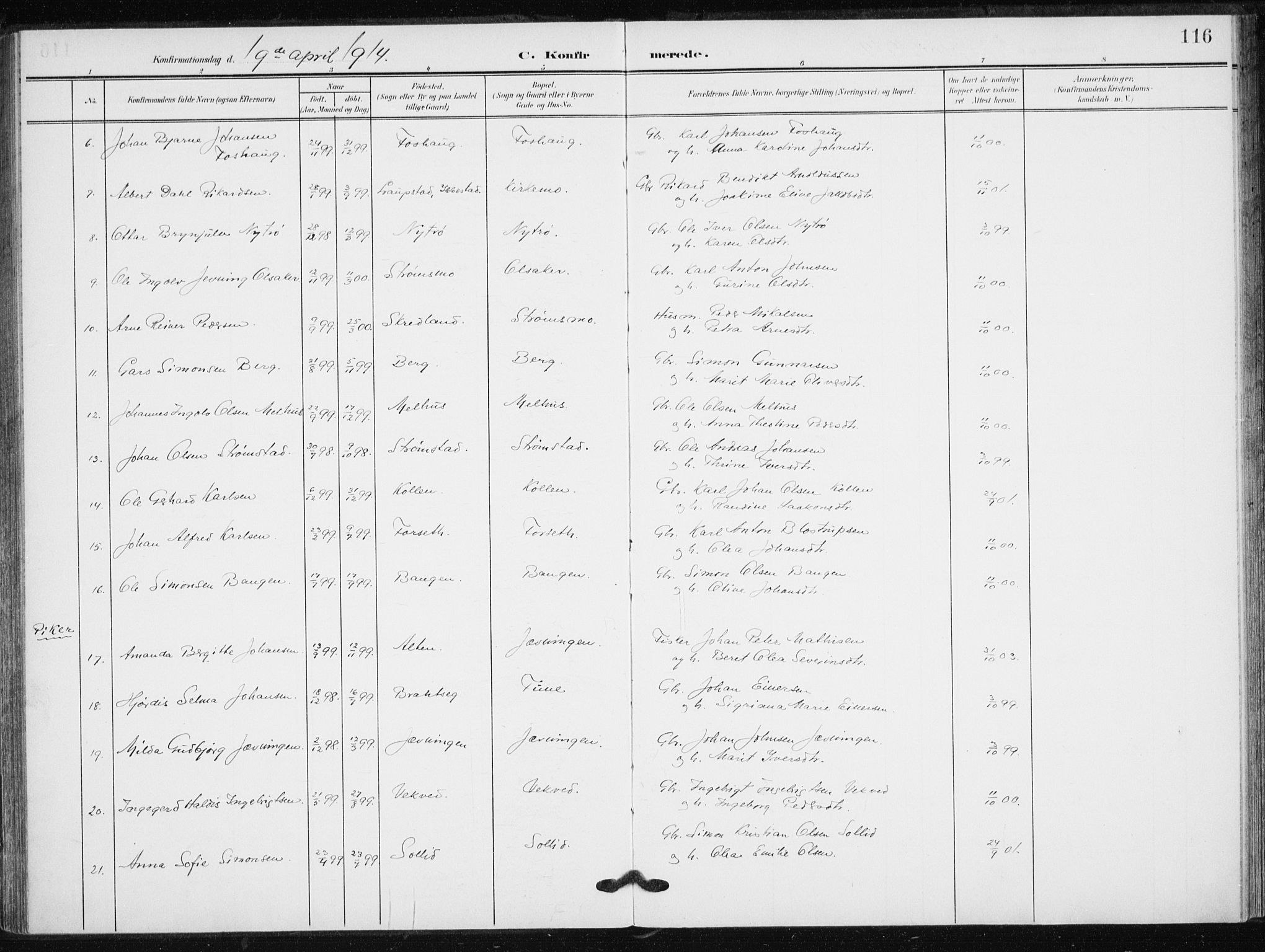 Målselv sokneprestembete, AV/SATØ-S-1311/G/Ga/Gaa/L0013kirke: Parish register (official) no. 13, 1903-1919, p. 116