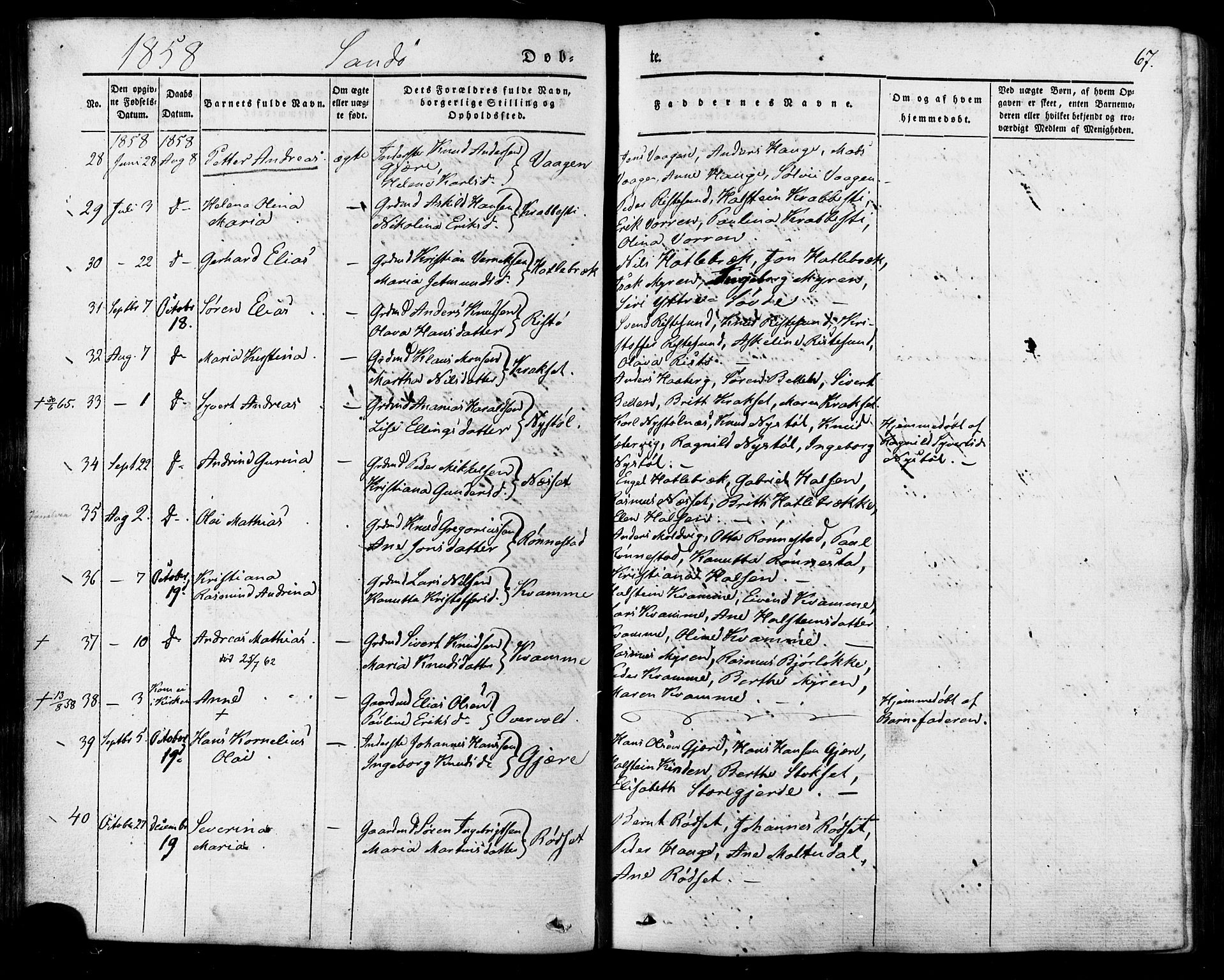 Ministerialprotokoller, klokkerbøker og fødselsregistre - Møre og Romsdal, AV/SAT-A-1454/503/L0034: Parish register (official) no. 503A02, 1841-1884, p. 67