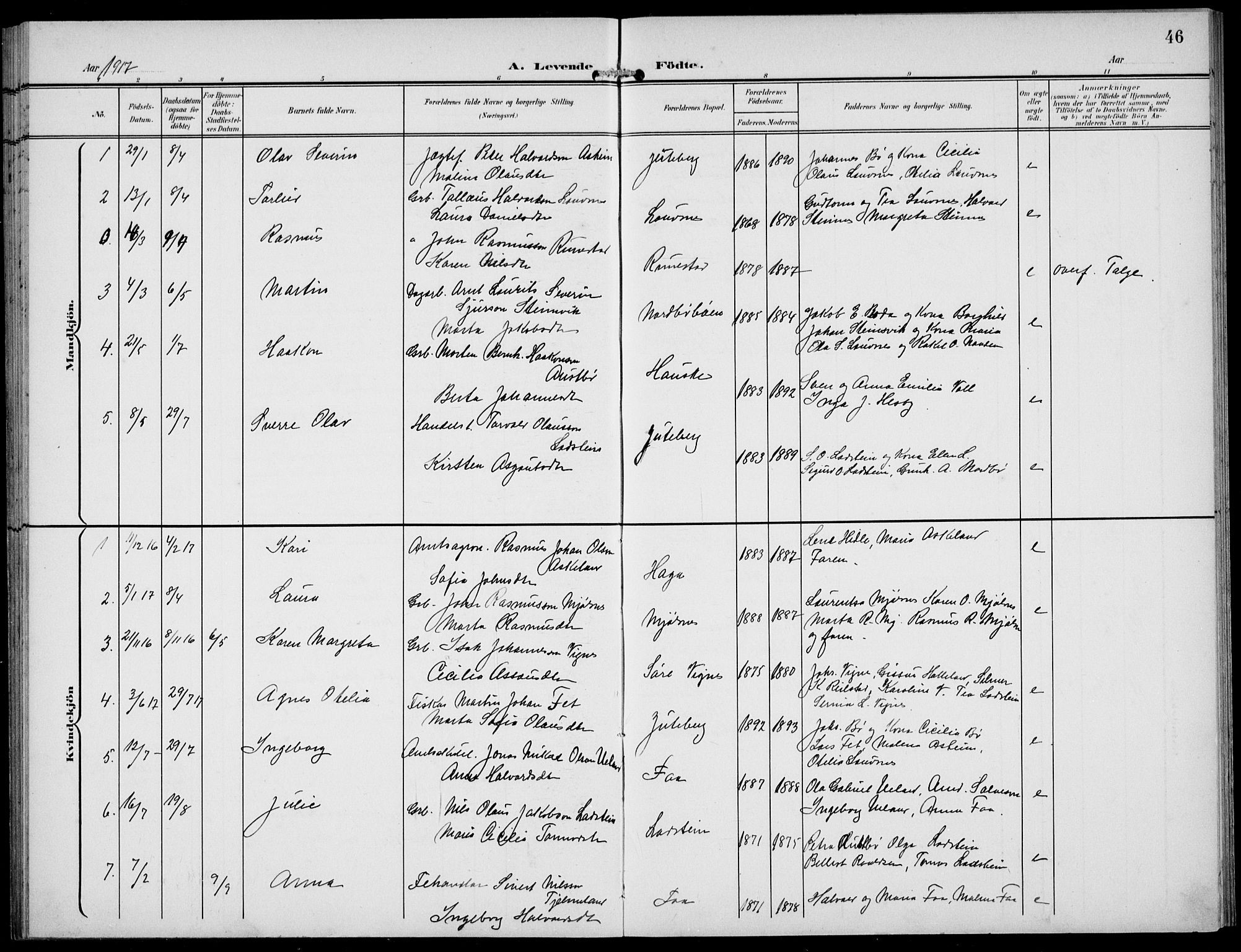 Finnøy sokneprestkontor, SAST/A-101825/H/Ha/Hab/L0006: Parish register (copy) no. B 6, 1900-1934, p. 46