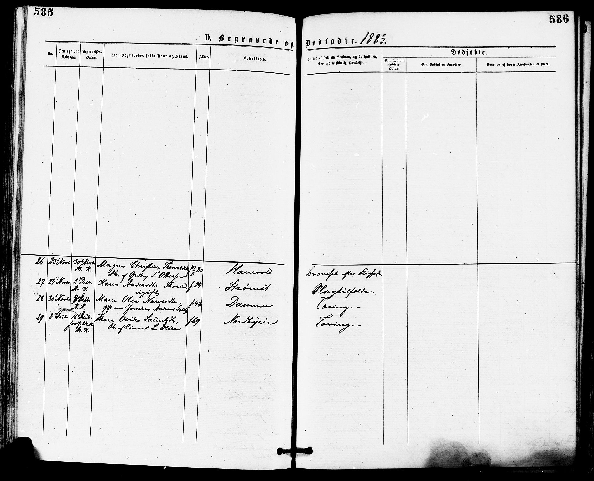 Skoger kirkebøker, AV/SAKO-A-59/F/Fa/L0005: Parish register (official) no. I 5, 1873-1884, p. 585-586