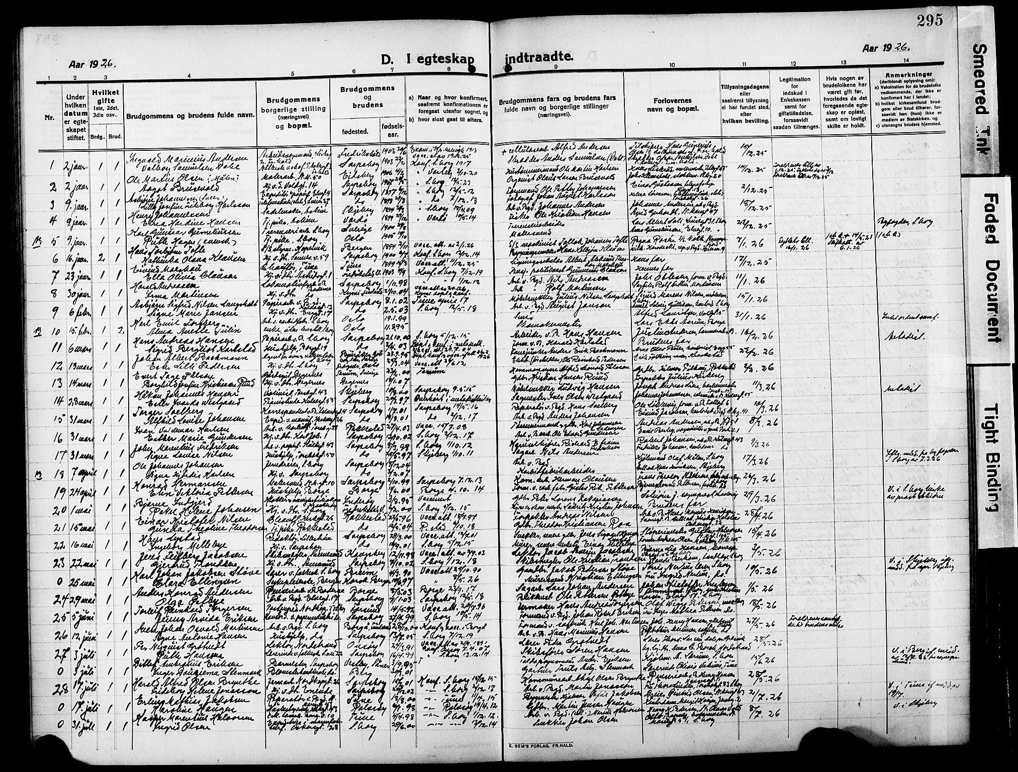 Sarpsborg prestekontor Kirkebøker, AV/SAO-A-2006/G/Ga/L0002: Parish register (copy) no. 2, 1912-1931, p. 295