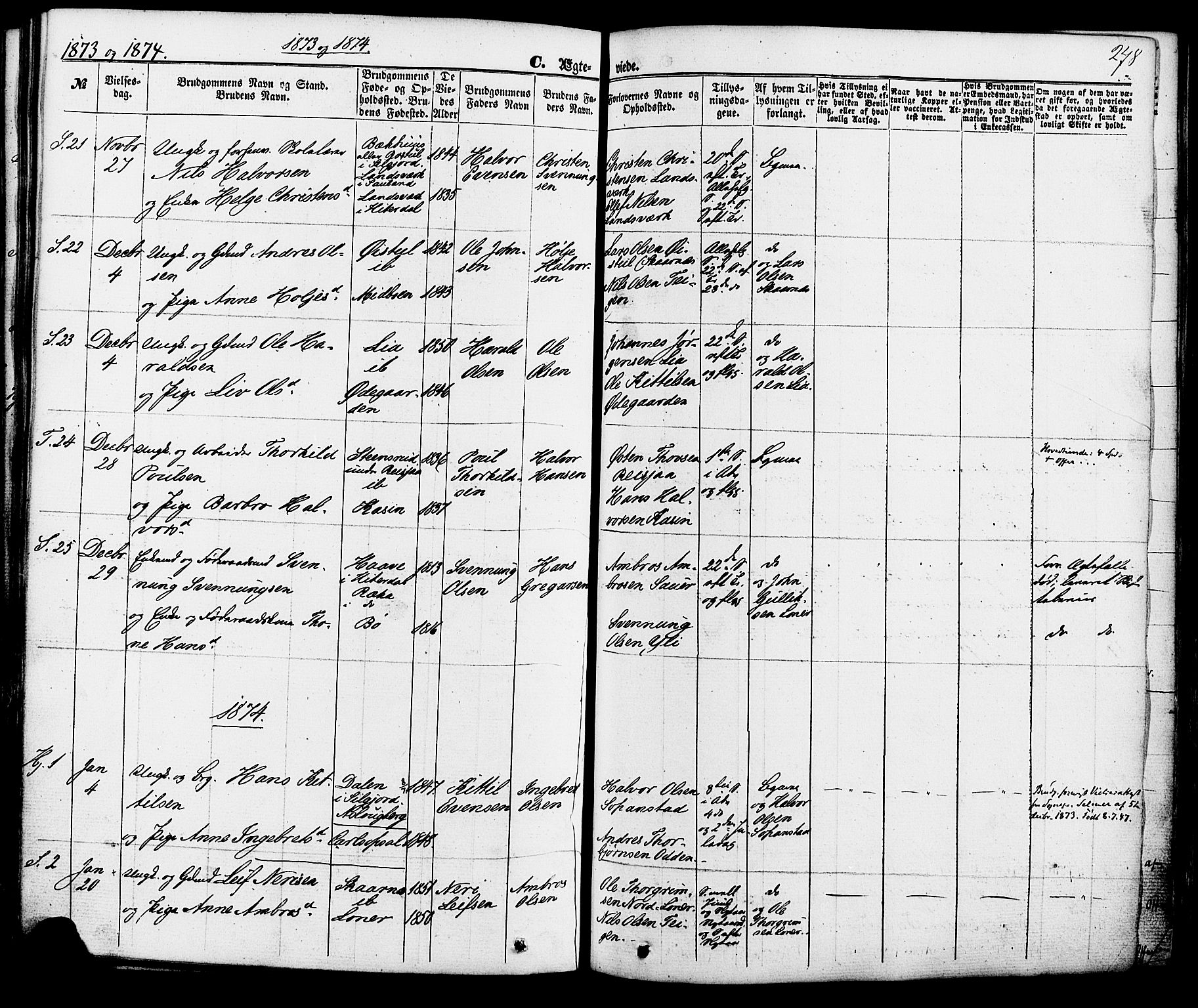 Hjartdal kirkebøker, SAKO/A-270/F/Fa/L0009: Parish register (official) no. I 9, 1860-1879, p. 278