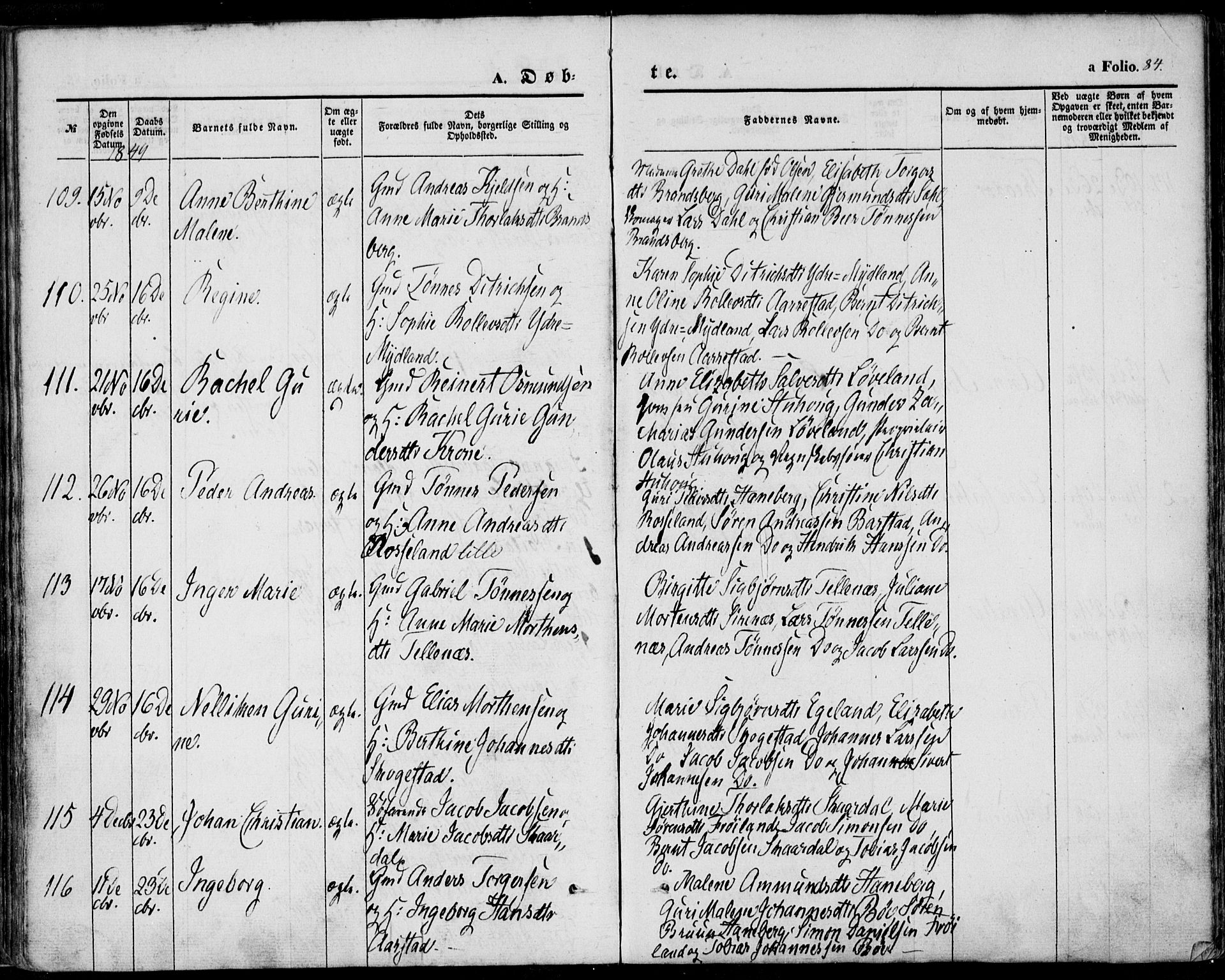 Sokndal sokneprestkontor, AV/SAST-A-101808: Parish register (official) no. A 8.1, 1842-1857, p. 84