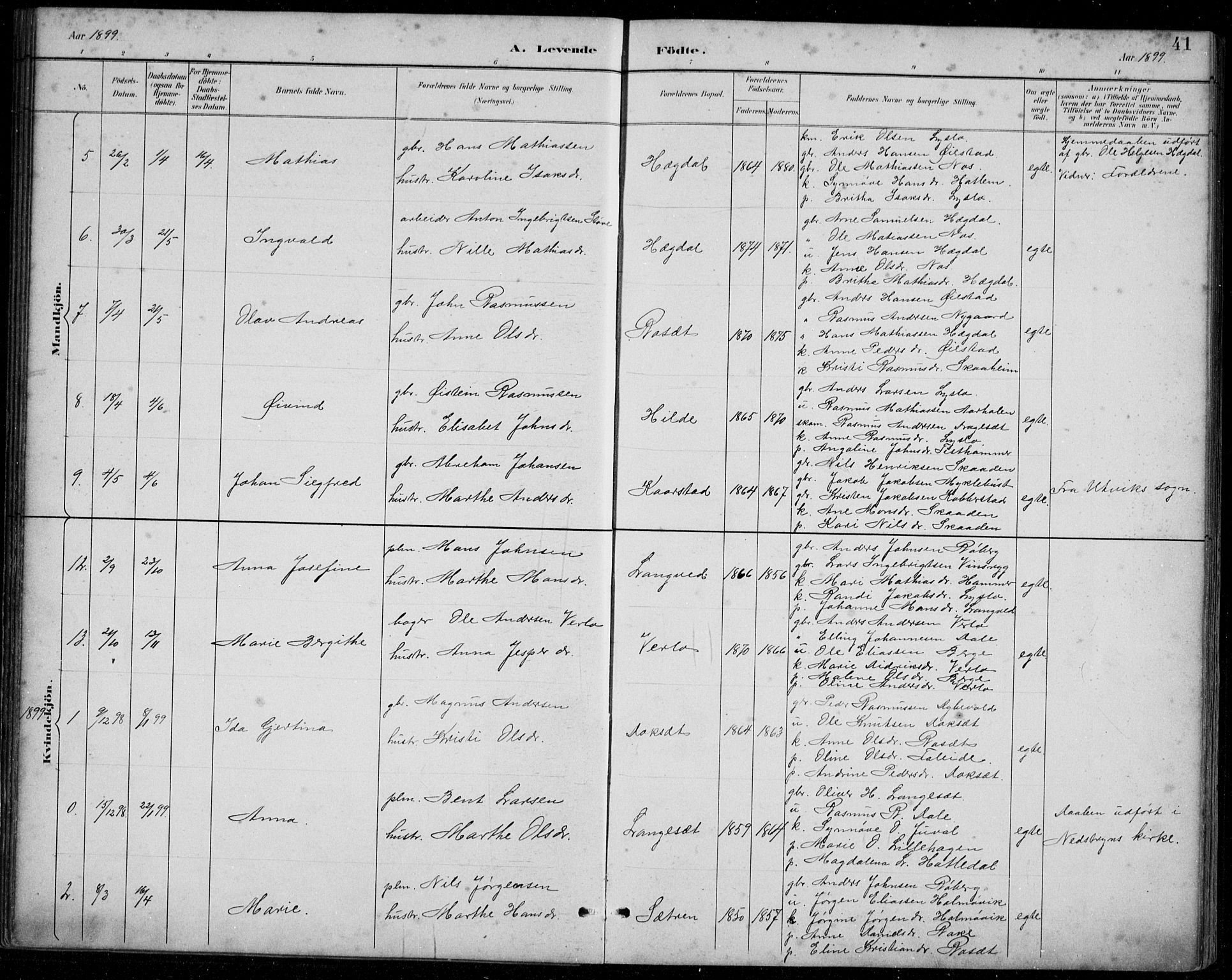 Innvik sokneprestembete, AV/SAB-A-80501: Parish register (copy) no. A 3, 1886-1912, p. 41