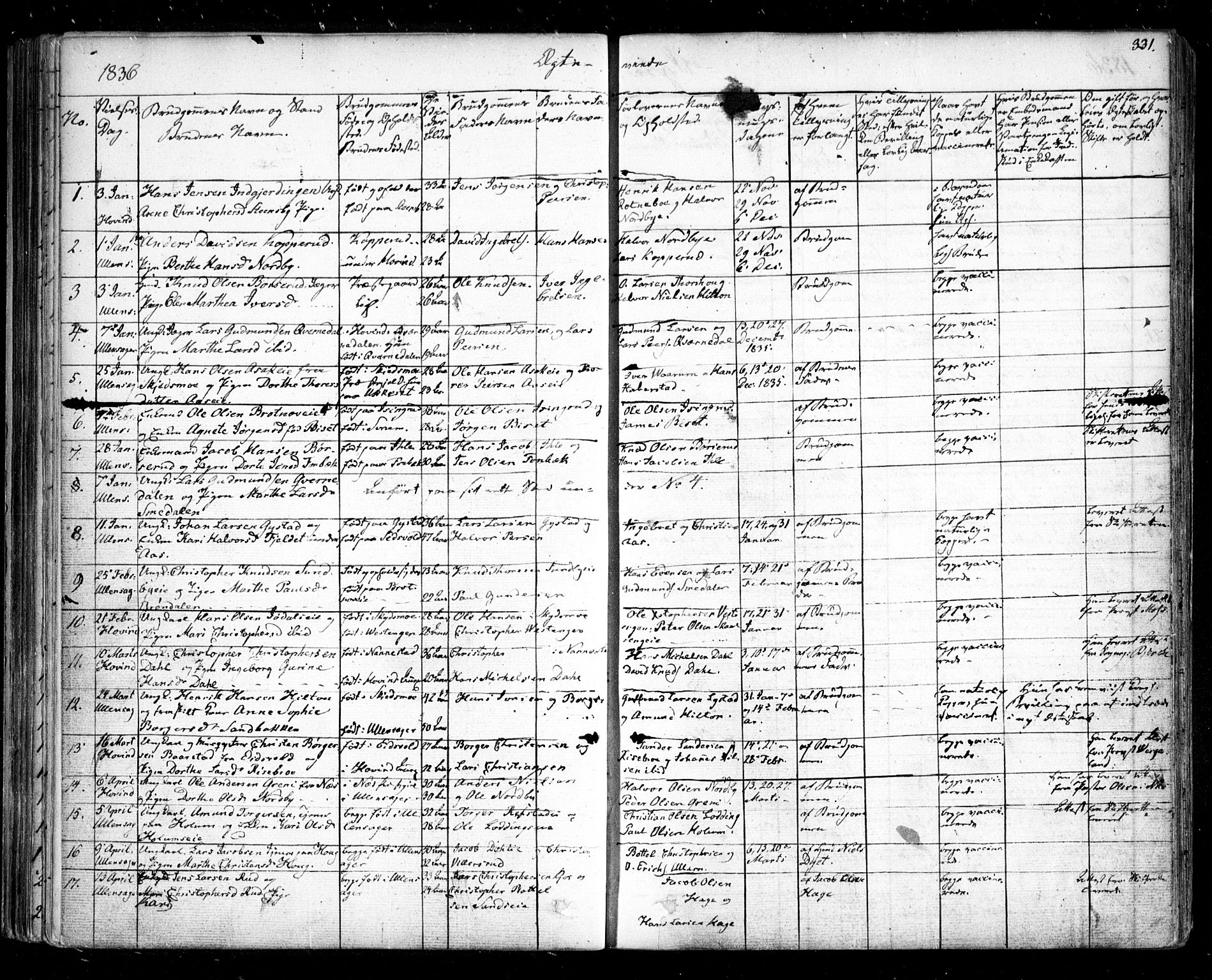 Ullensaker prestekontor Kirkebøker, SAO/A-10236a/F/Fa/L0014.b: Parish register (official) no. I 14B, 1836-1850, p. 331