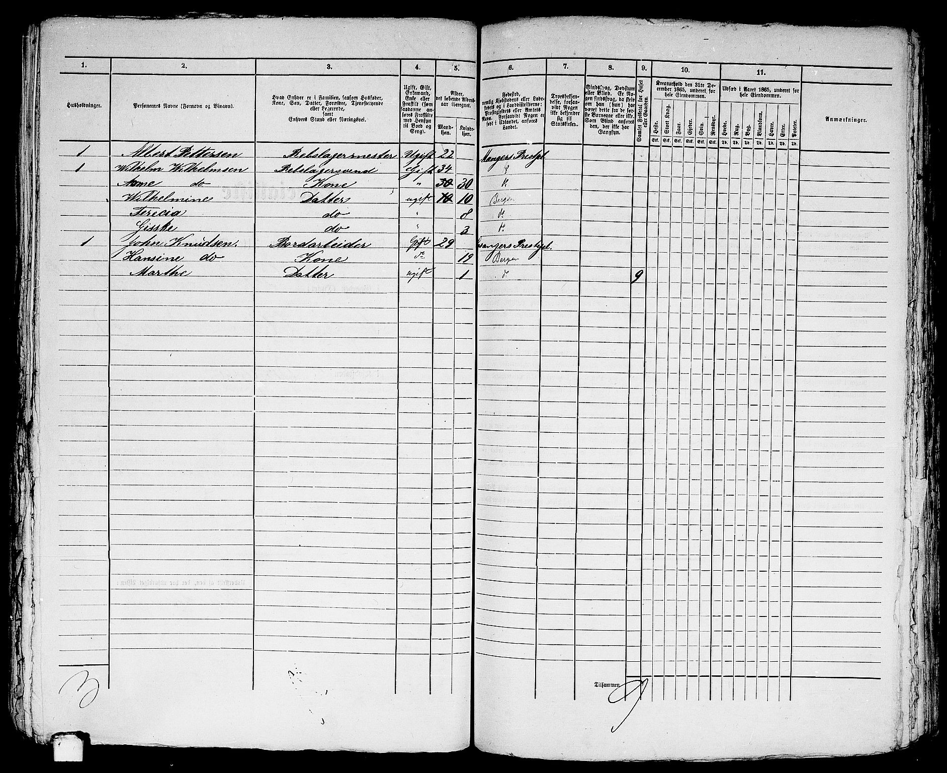 RA, 1865 census for Bergen, 1865, p. 4970