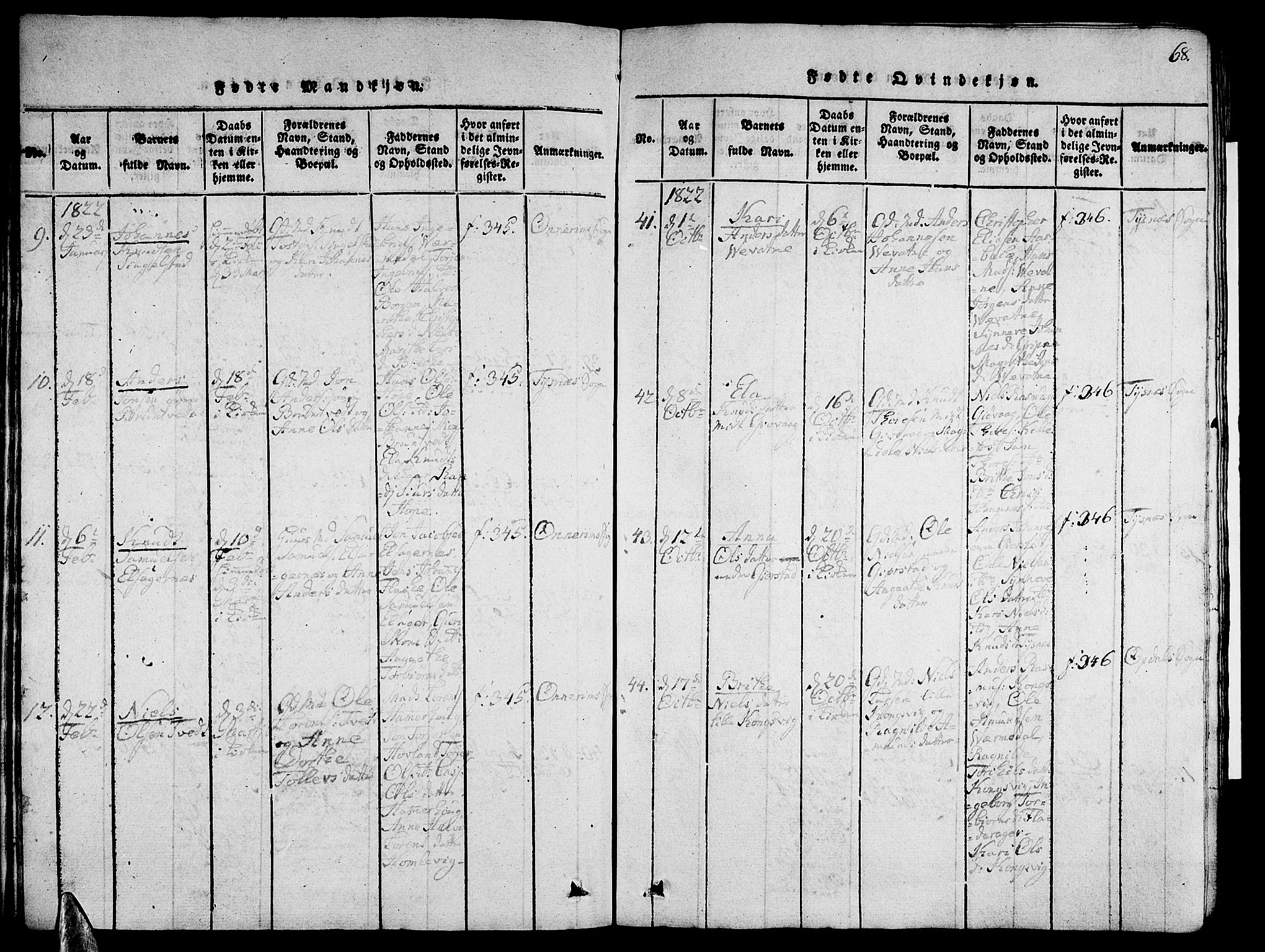 Tysnes sokneprestembete, SAB/A-78601/H/Hab: Parish register (copy) no. A 1, 1816-1828, p. 68