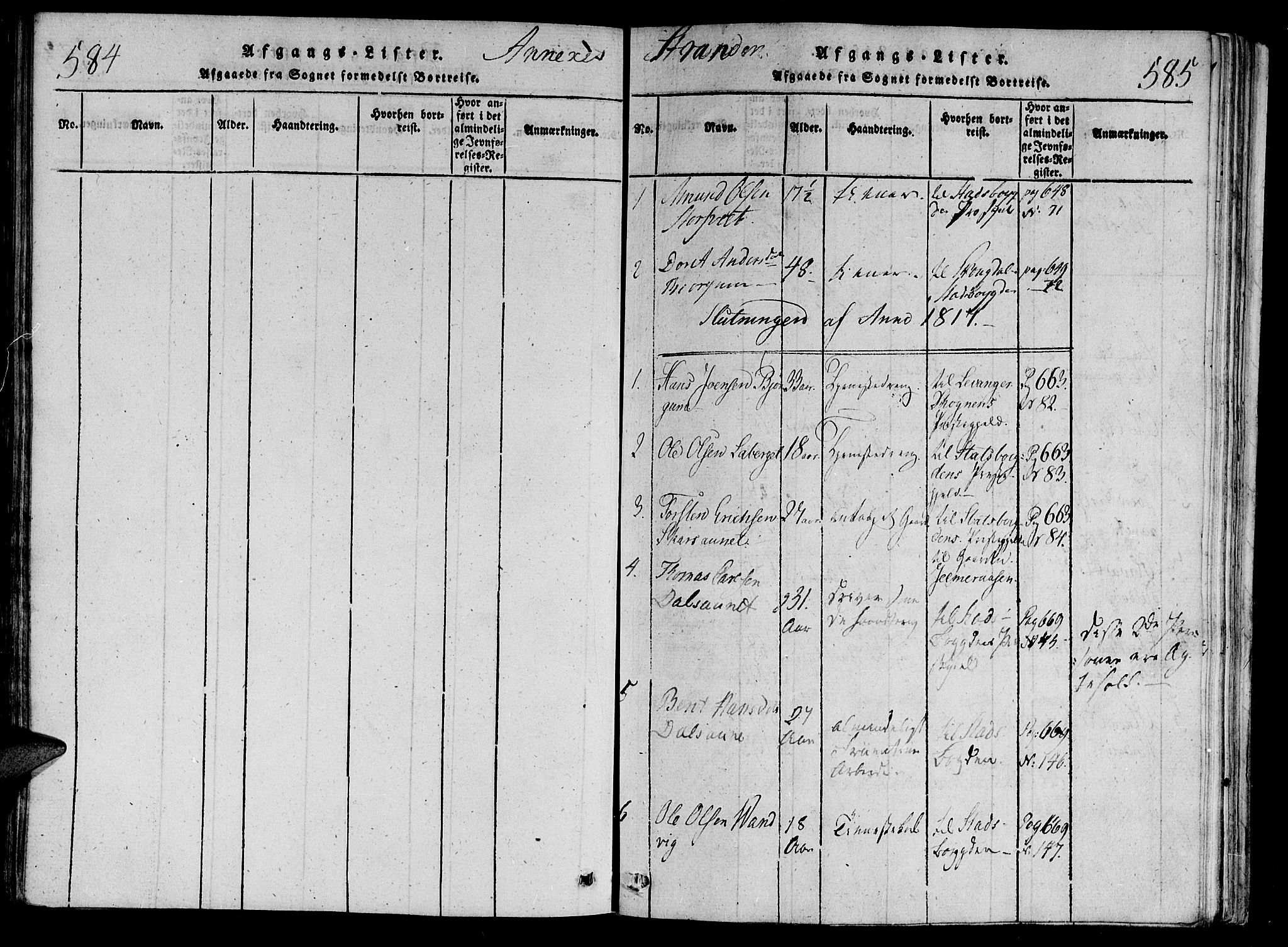 Ministerialprotokoller, klokkerbøker og fødselsregistre - Nord-Trøndelag, AV/SAT-A-1458/701/L0005: Parish register (official) no. 701A05 /2, 1816-1825, p. 584-585