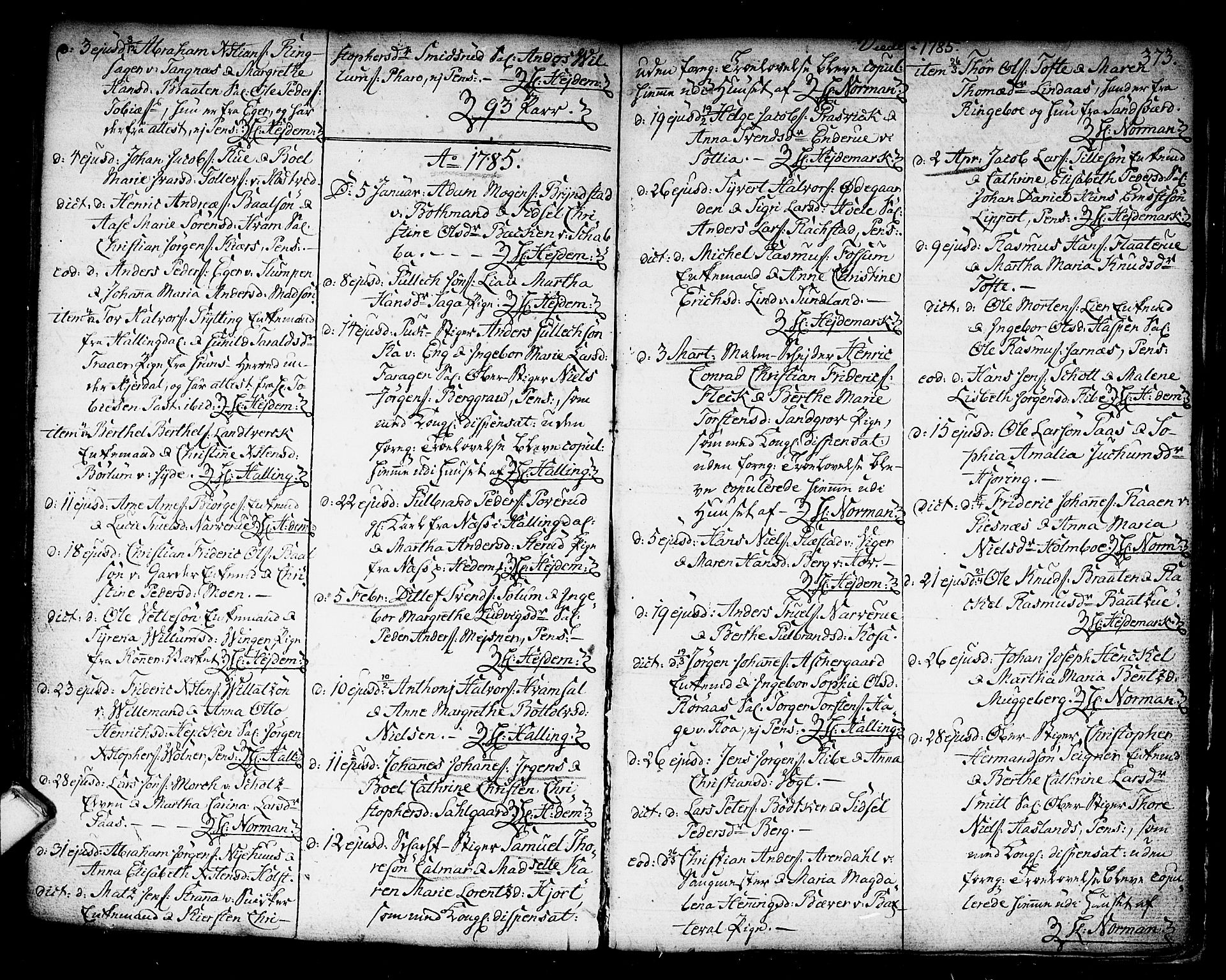 Kongsberg kirkebøker, AV/SAKO-A-22/F/Fa/L0006: Parish register (official) no. I 6, 1783-1797, p. 373