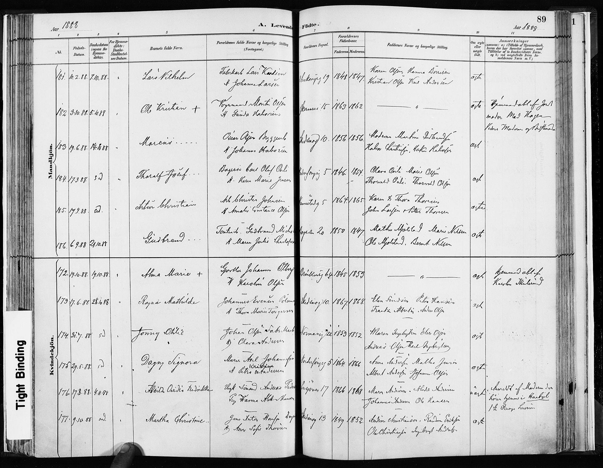 Kampen prestekontor Kirkebøker, AV/SAO-A-10853/F/Fa/L0003: Parish register (official) no. I 3, 1886-1892, p. 89