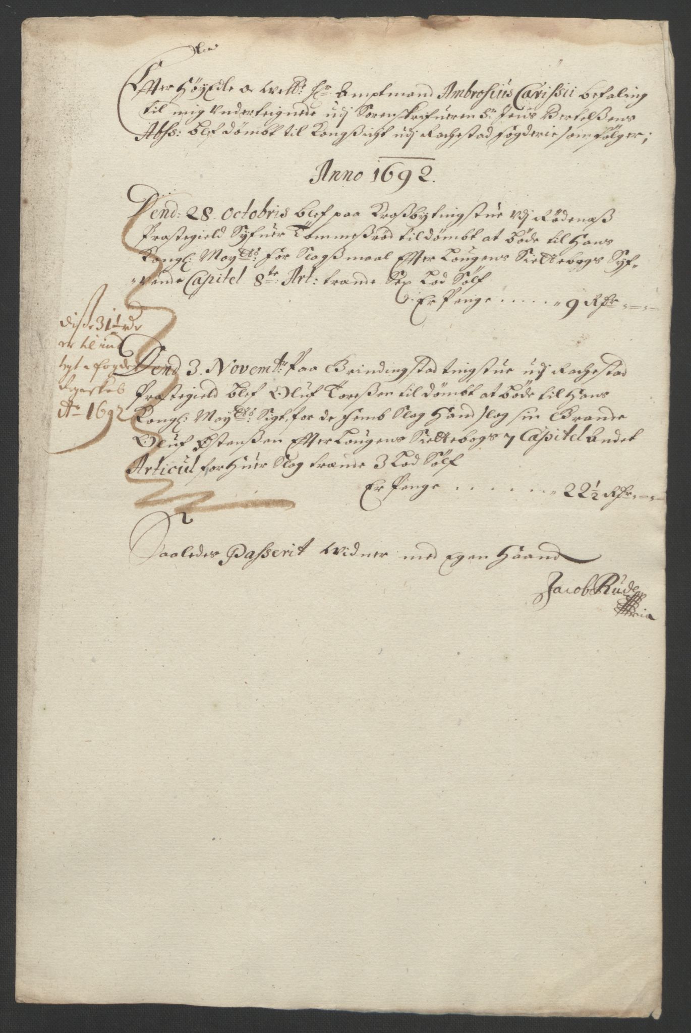 Rentekammeret inntil 1814, Reviderte regnskaper, Fogderegnskap, AV/RA-EA-4092/R05/L0278: Fogderegnskap Rakkestad, 1691-1693, p. 173