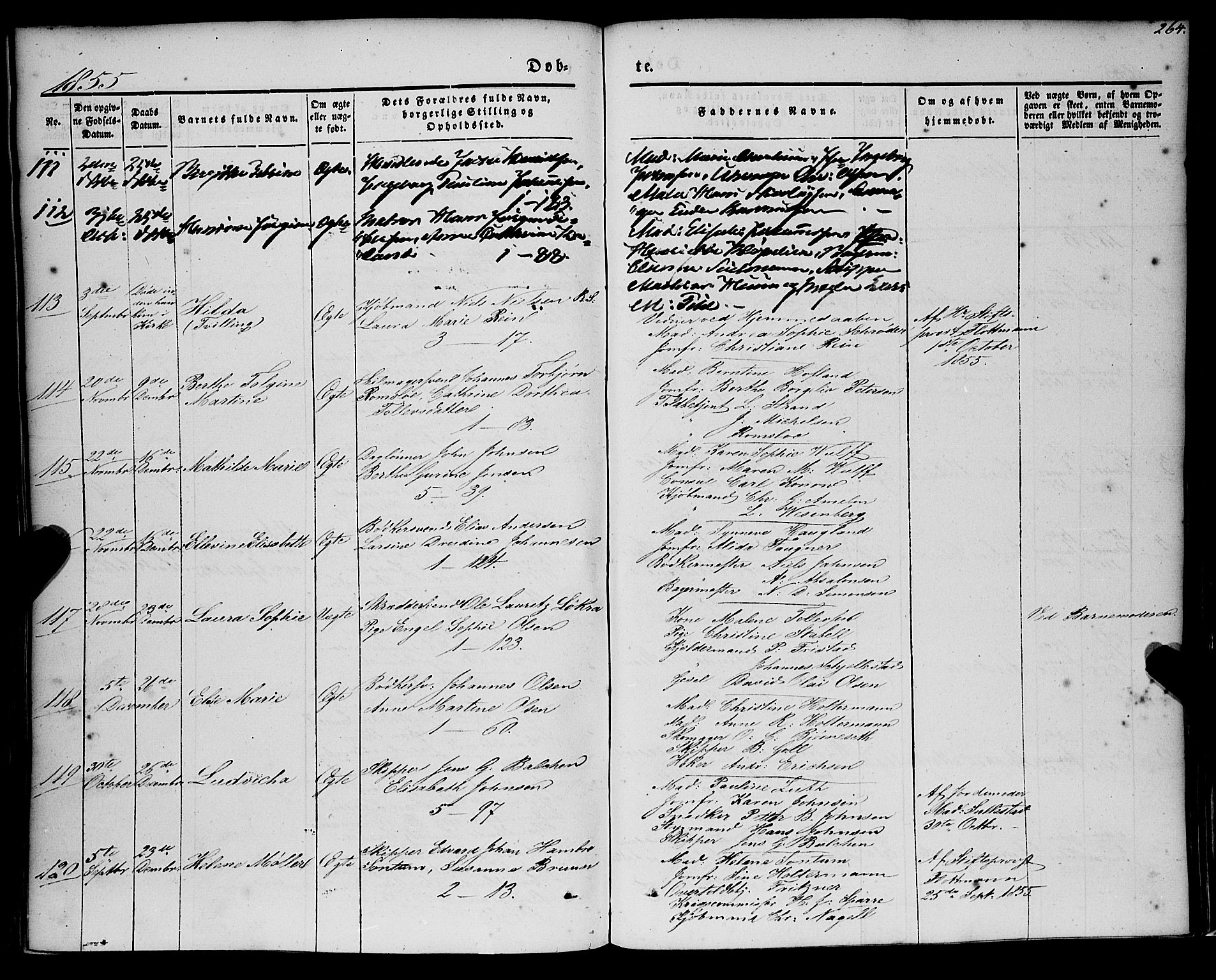 Nykirken Sokneprestembete, AV/SAB-A-77101/H/Haa/L0014: Parish register (official) no. B 1, 1844-1858, p. 264