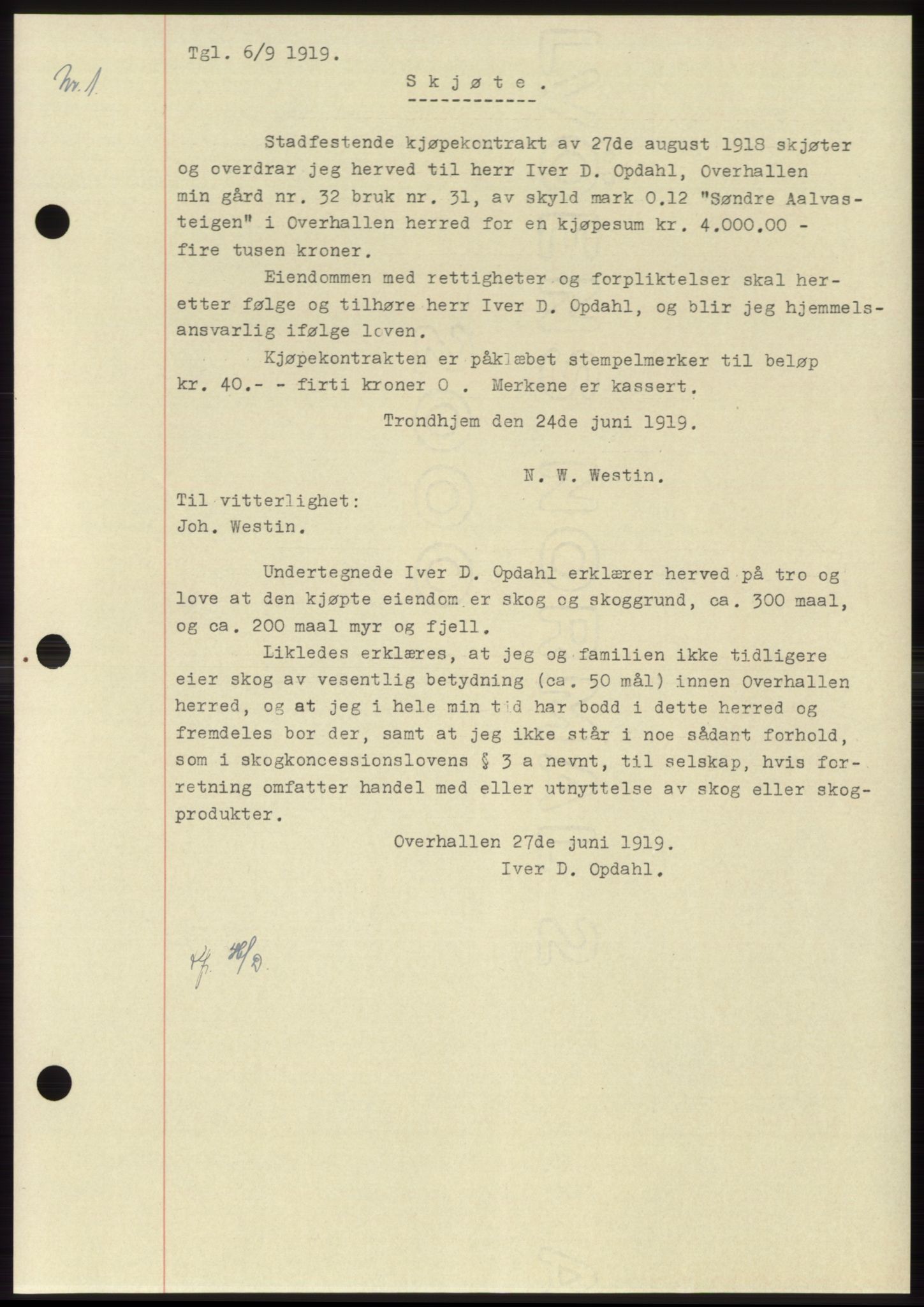 Namdal sorenskriveri, SAT/A-4133/1/2/2C: Mortgage book no. -, 1916-1921, Deed date: 06.09.1919