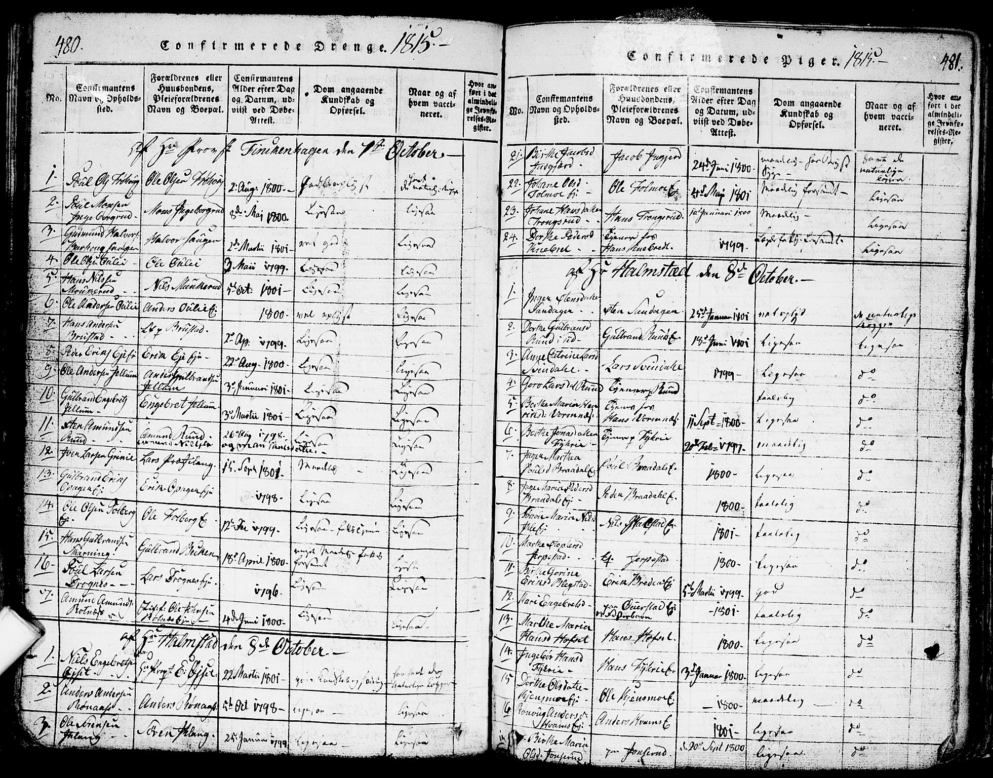 Nes prestekontor Kirkebøker, AV/SAO-A-10410/F/Fa/L0005: Parish register (official) no. I 5, 1815-1835, p. 480-481