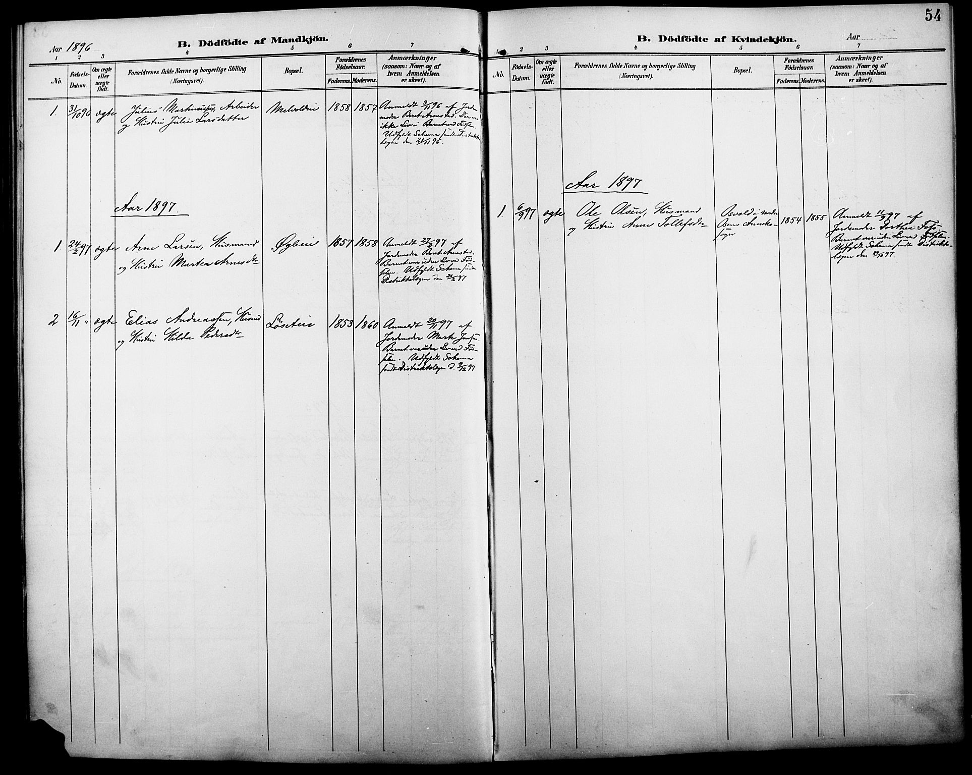 Åmot prestekontor, Hedmark, AV/SAH-PREST-056/H/Ha/Haa/L0011: Parish register (official) no. 11, 1890-1897, p. 54