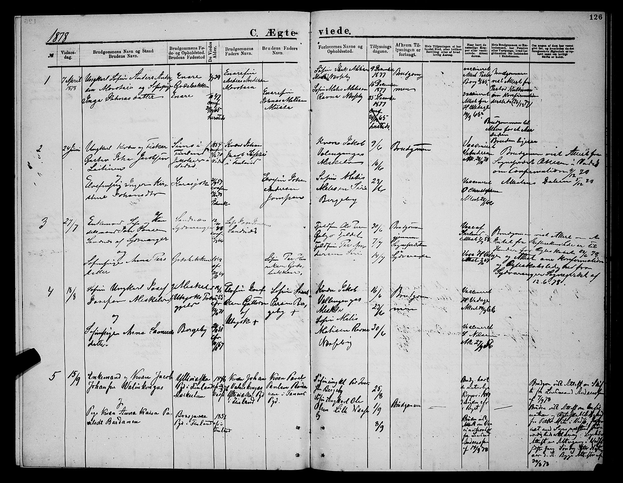 Nesseby sokneprestkontor, SATØ/S-1330/H/Hb/L0004klokker: Parish register (copy) no. 4, 1877-1884, p. 126