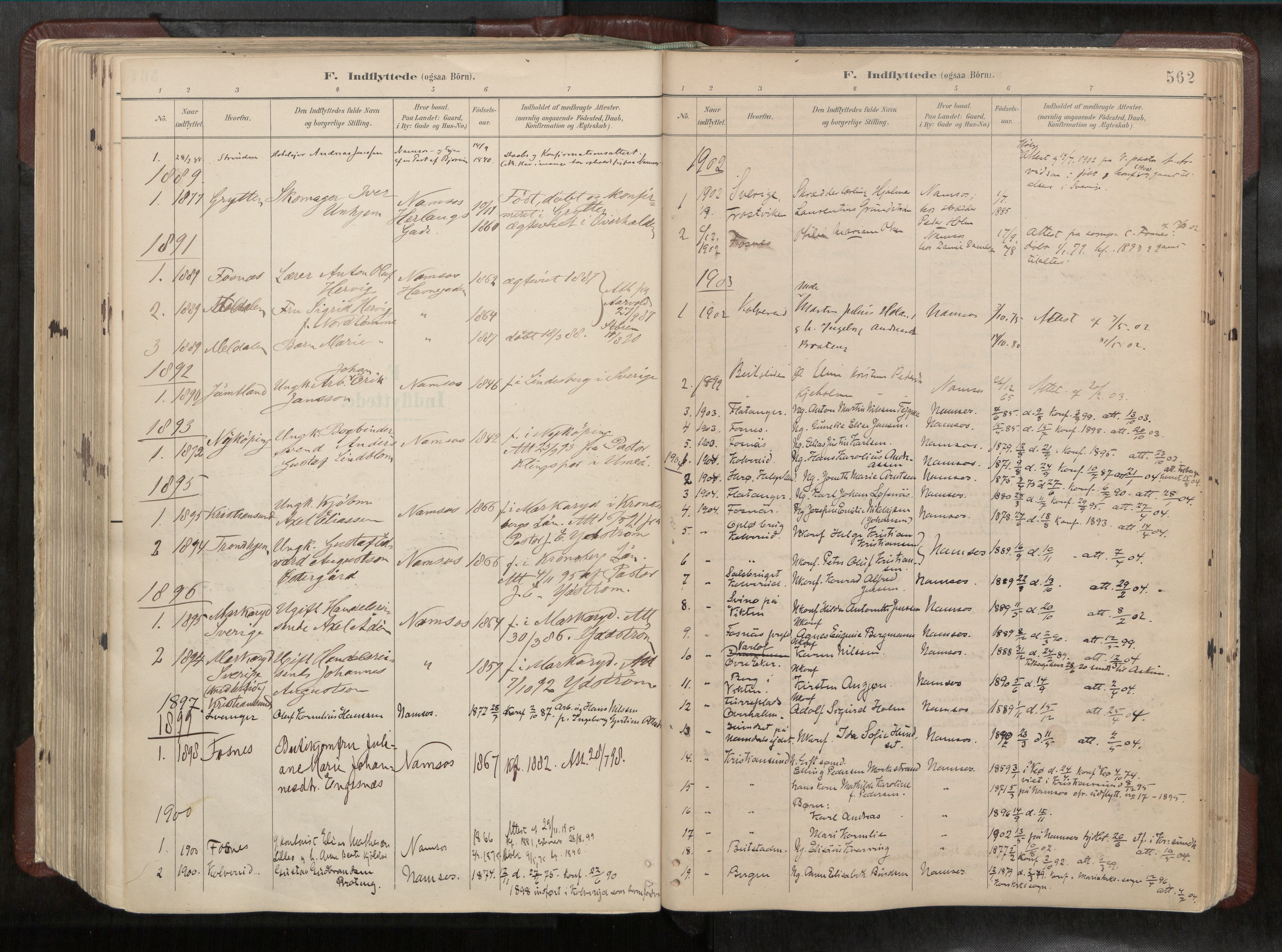 Ministerialprotokoller, klokkerbøker og fødselsregistre - Nord-Trøndelag, SAT/A-1458/768/L0579a: Parish register (official) no. 768A14, 1887-1931, p. 562