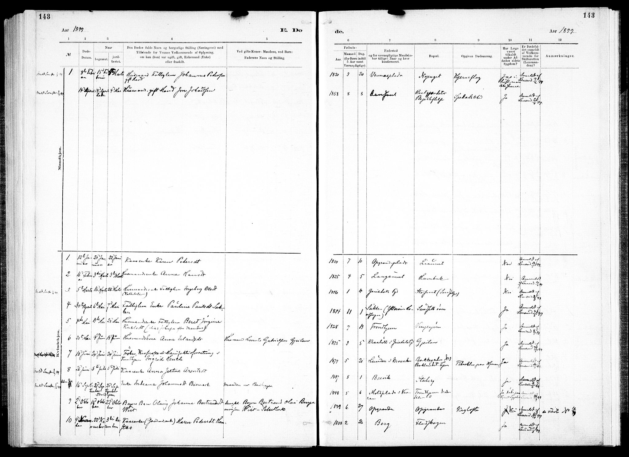 Ministerialprotokoller, klokkerbøker og fødselsregistre - Nord-Trøndelag, SAT/A-1458/733/L0325: Parish register (official) no. 733A04, 1884-1908, p. 143