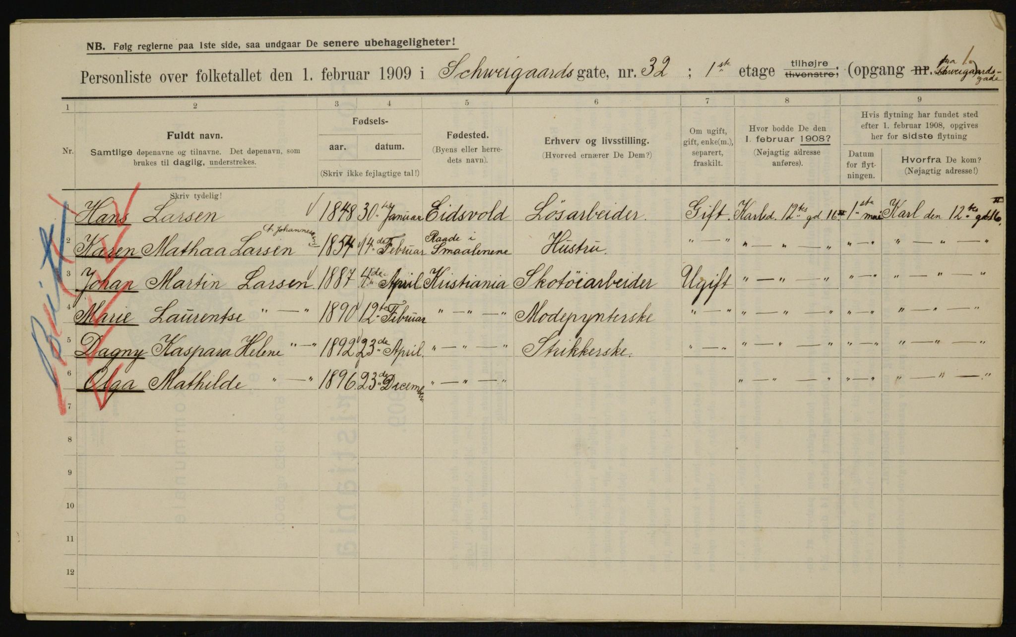 OBA, Municipal Census 1909 for Kristiania, 1909, p. 82531