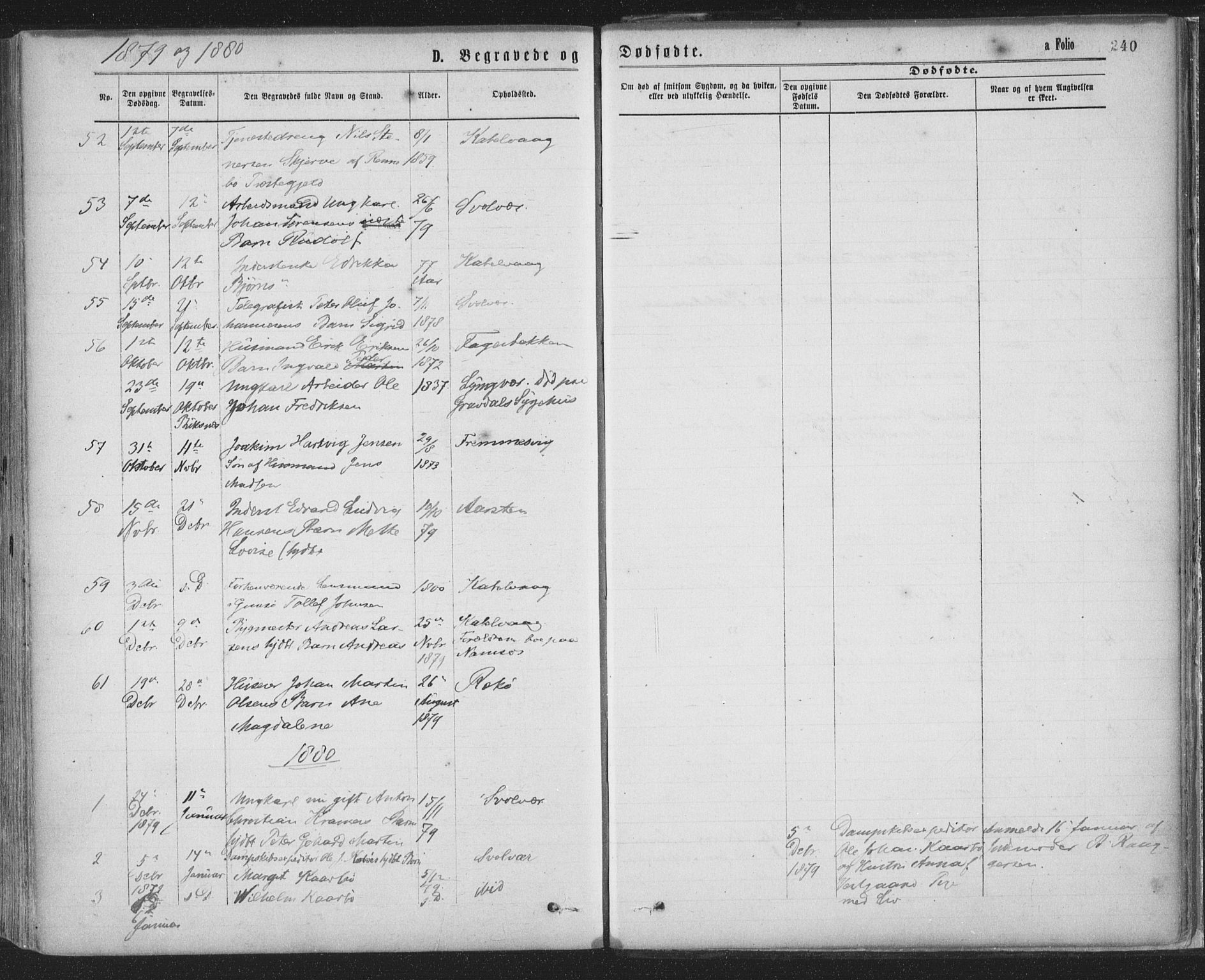 Ministerialprotokoller, klokkerbøker og fødselsregistre - Nordland, SAT/A-1459/874/L1058: Parish register (official) no. 874A02, 1878-1883, p. 240