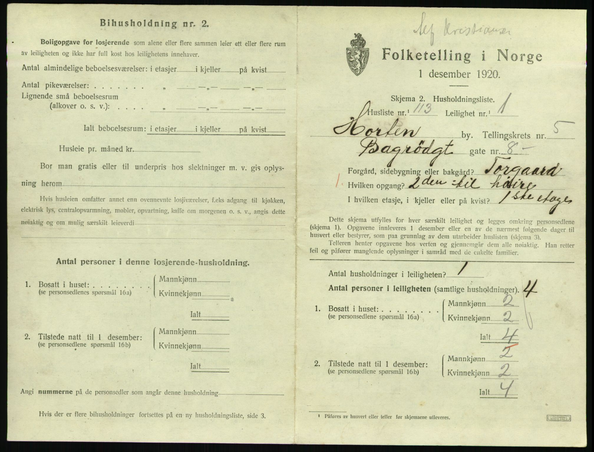 SAKO, 1920 census for Horten, 1920, p. 6061
