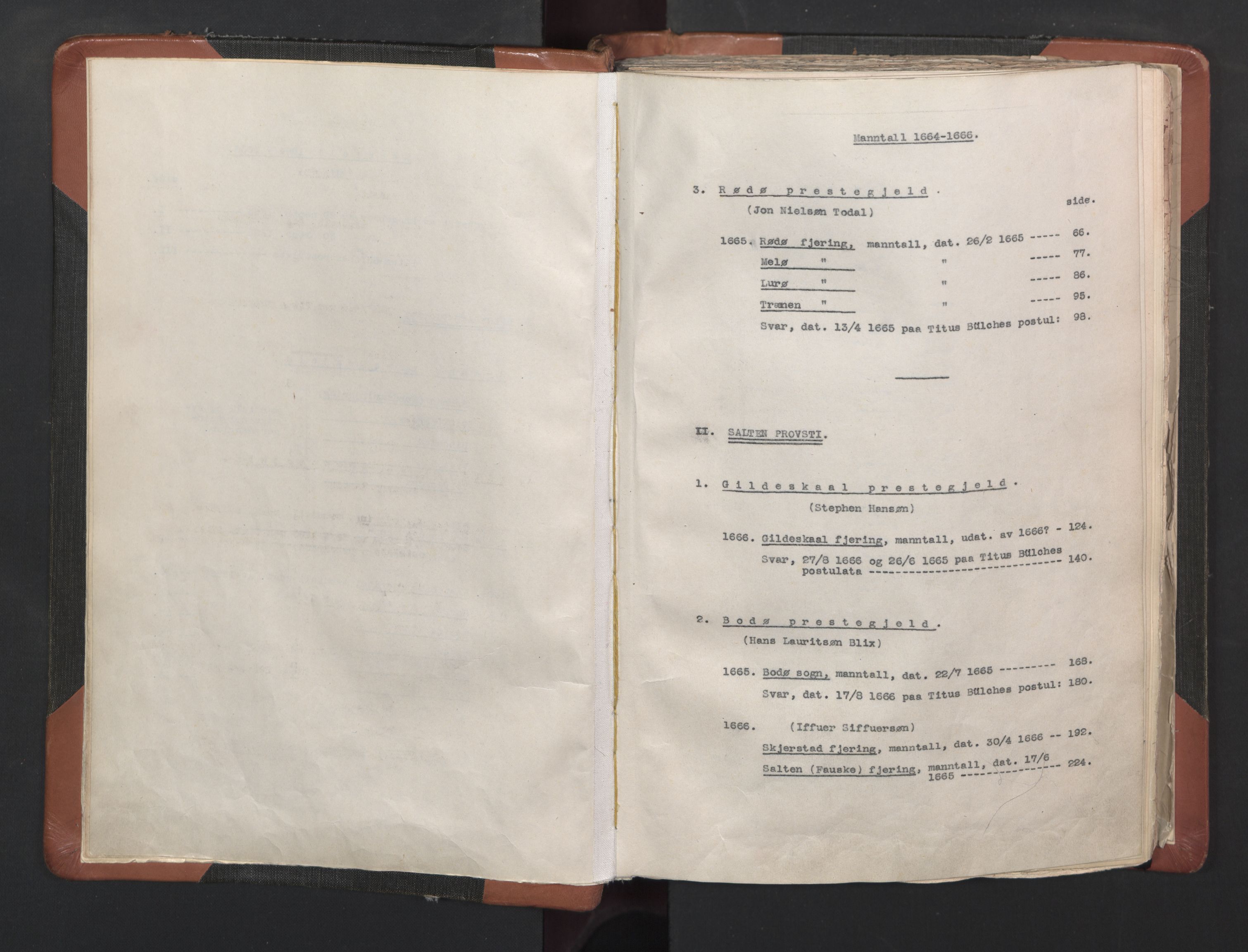 RA, Vicar's Census 1664-1666, no. 35: Helgeland deanery and Salten deanery, 1664-1666