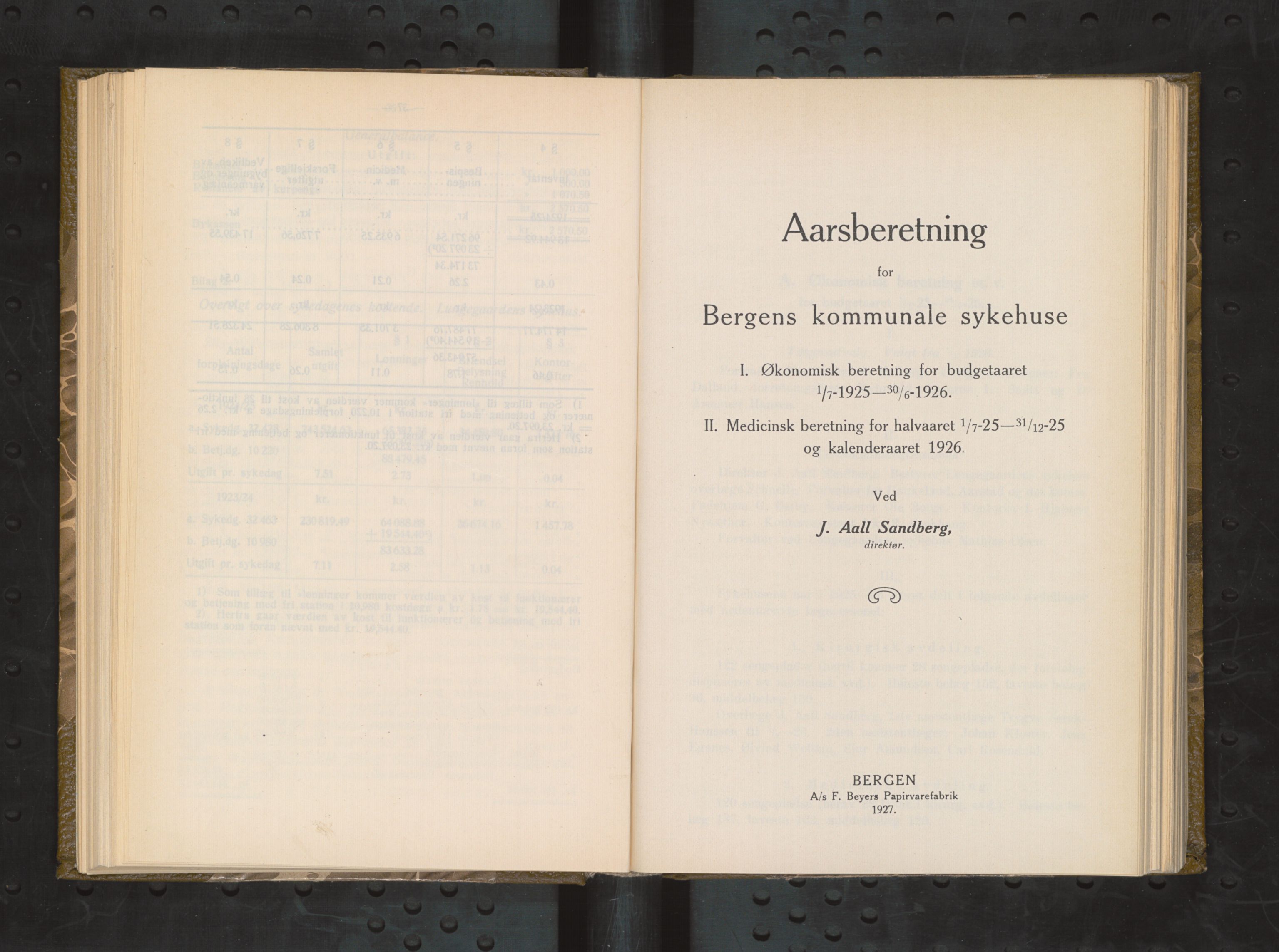 Haukeland Sykehus, Direktøren, BBA/A-2050.04/Æa/L0003: Årsberetninger 1921-1929, 1921-1929, p. 73