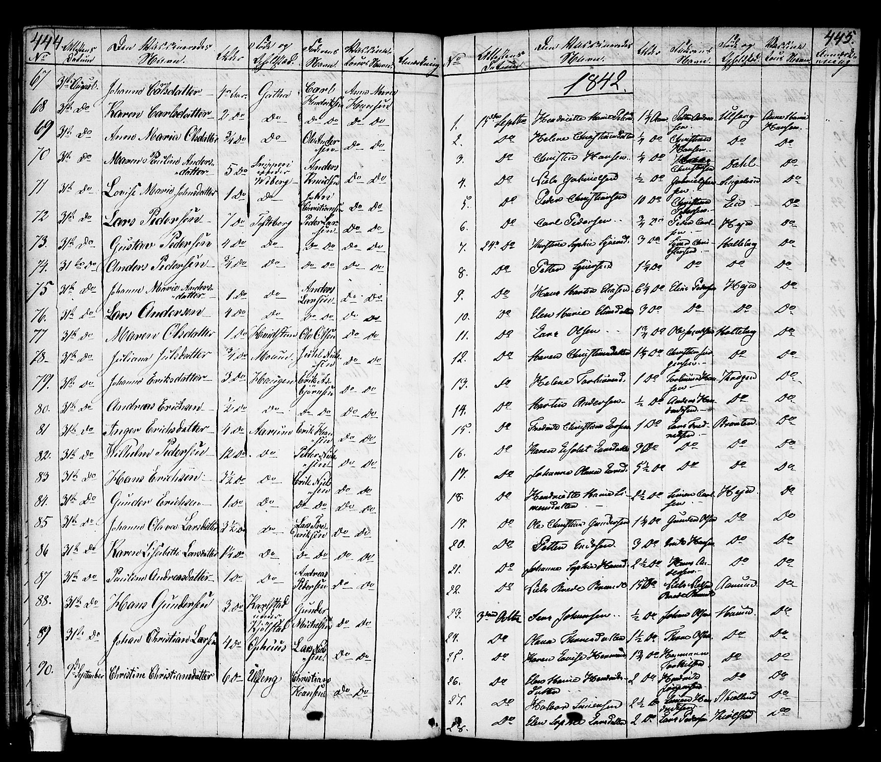 Borge prestekontor Kirkebøker, SAO/A-10903/F/Fa/L0004: Parish register (official) no. I 4, 1836-1848, p. 444-445