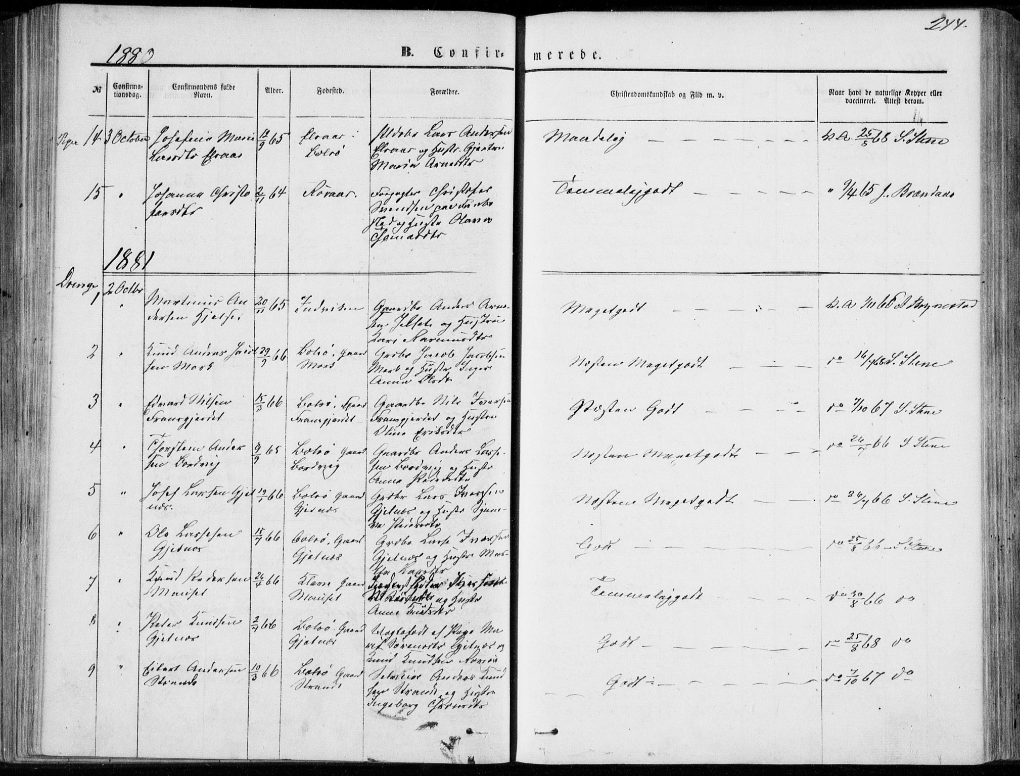 Ministerialprotokoller, klokkerbøker og fødselsregistre - Møre og Romsdal, SAT/A-1454/555/L0655: Parish register (official) no. 555A05, 1869-1886, p. 244