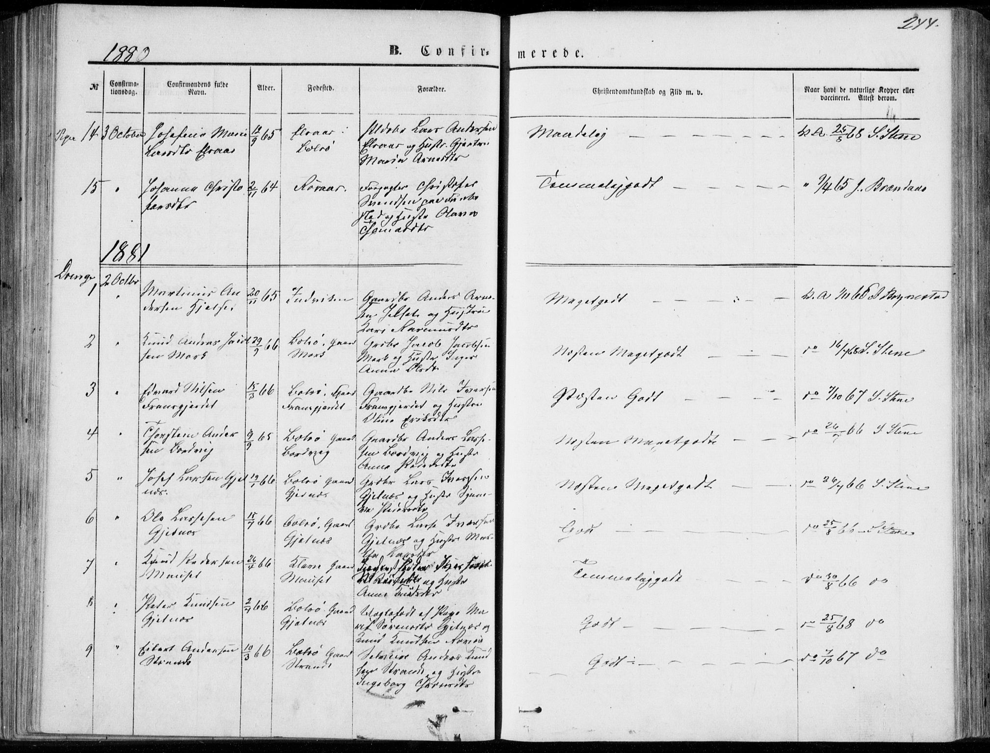 Ministerialprotokoller, klokkerbøker og fødselsregistre - Møre og Romsdal, AV/SAT-A-1454/555/L0655: Parish register (official) no. 555A05, 1869-1886, p. 244