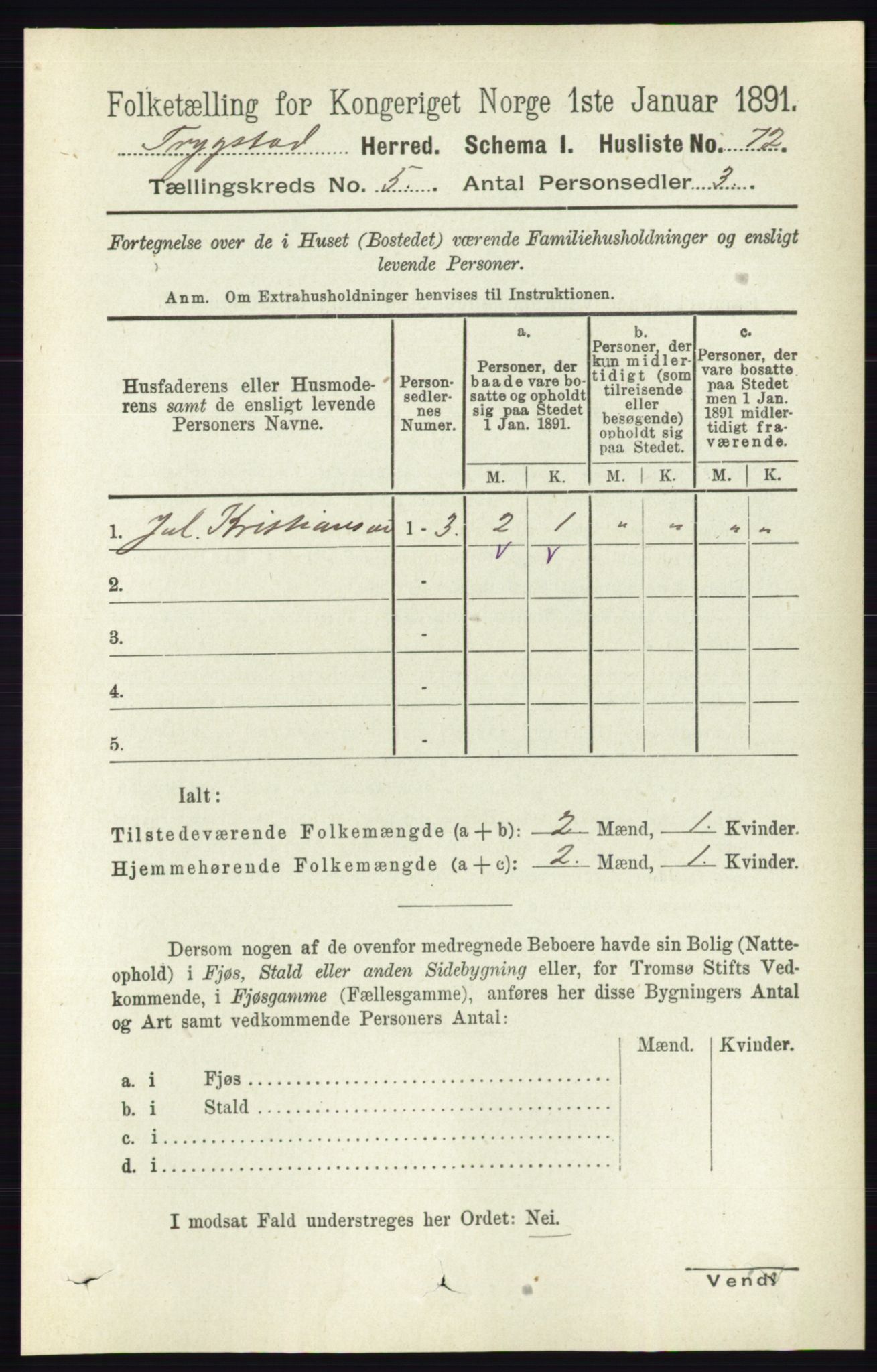 RA, 1891 Census for 0122 Trøgstad, 1891, p. 2015