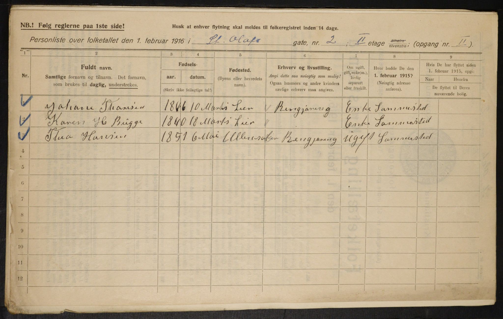 OBA, Municipal Census 1916 for Kristiania, 1916, p. 90181