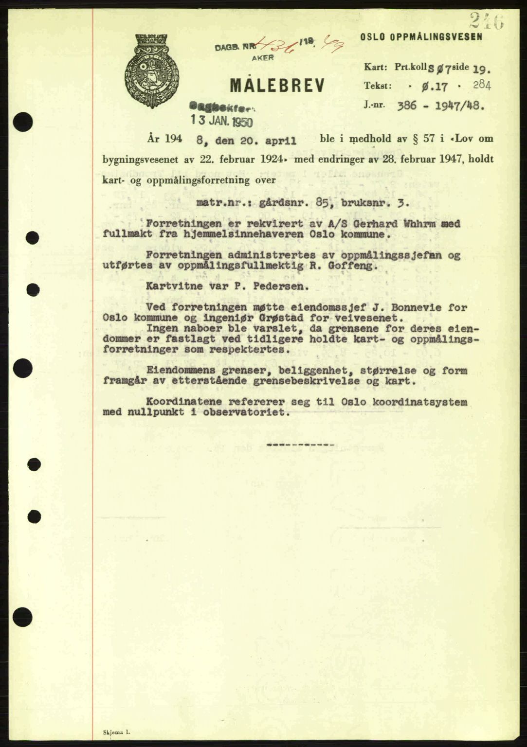 Oslo byskriverembete, AV/SAO-A-10227/G/Gb/Gbd/Gbda/L0017: Mortgage book no. A215, 1949-1950, Diary no: : 436/1950