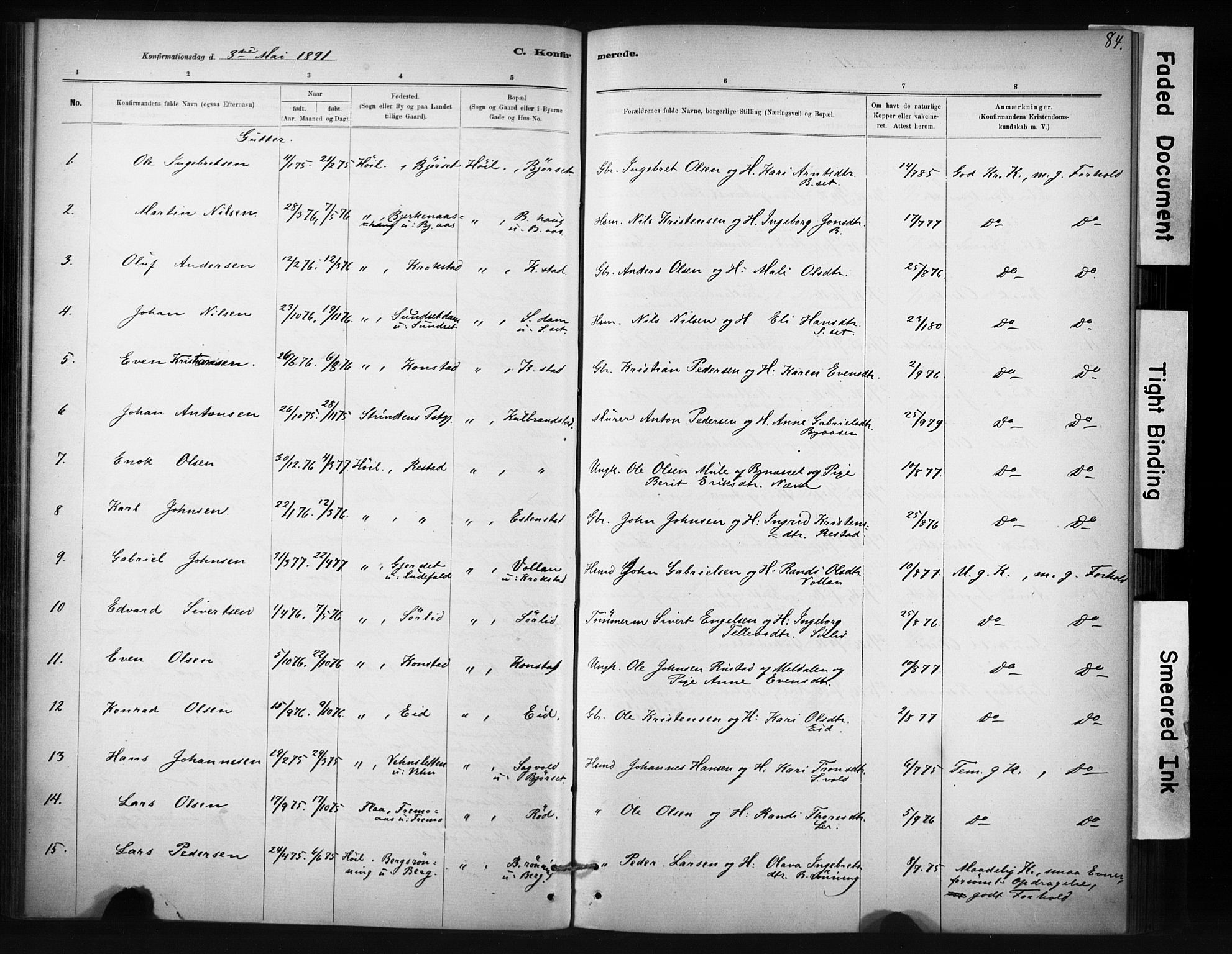Ministerialprotokoller, klokkerbøker og fødselsregistre - Sør-Trøndelag, AV/SAT-A-1456/694/L1127: Parish register (official) no. 694A01, 1887-1905, p. 84