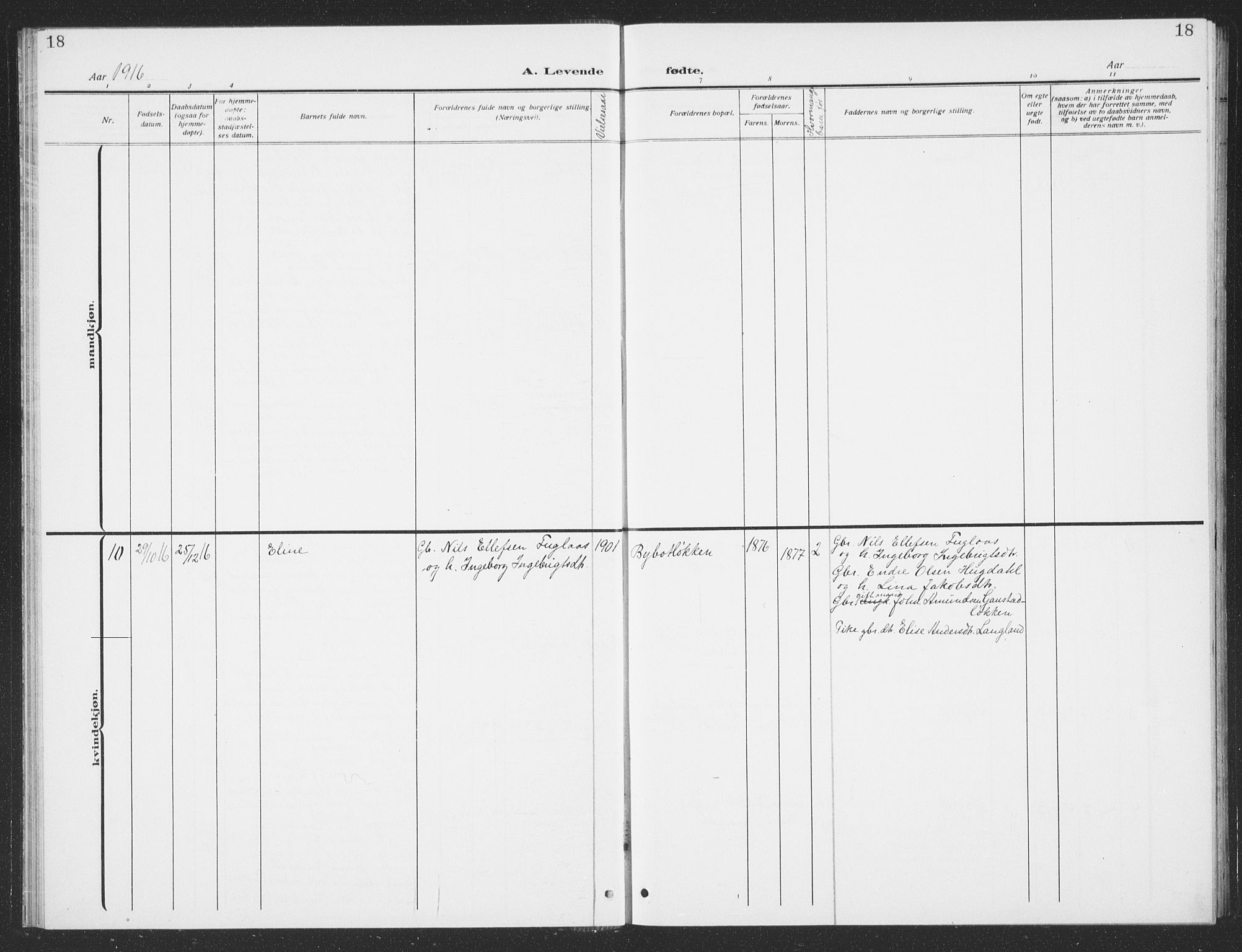 Ministerialprotokoller, klokkerbøker og fødselsregistre - Sør-Trøndelag, AV/SAT-A-1456/693/L1124: Parish register (copy) no. 693C05, 1911-1941, p. 18