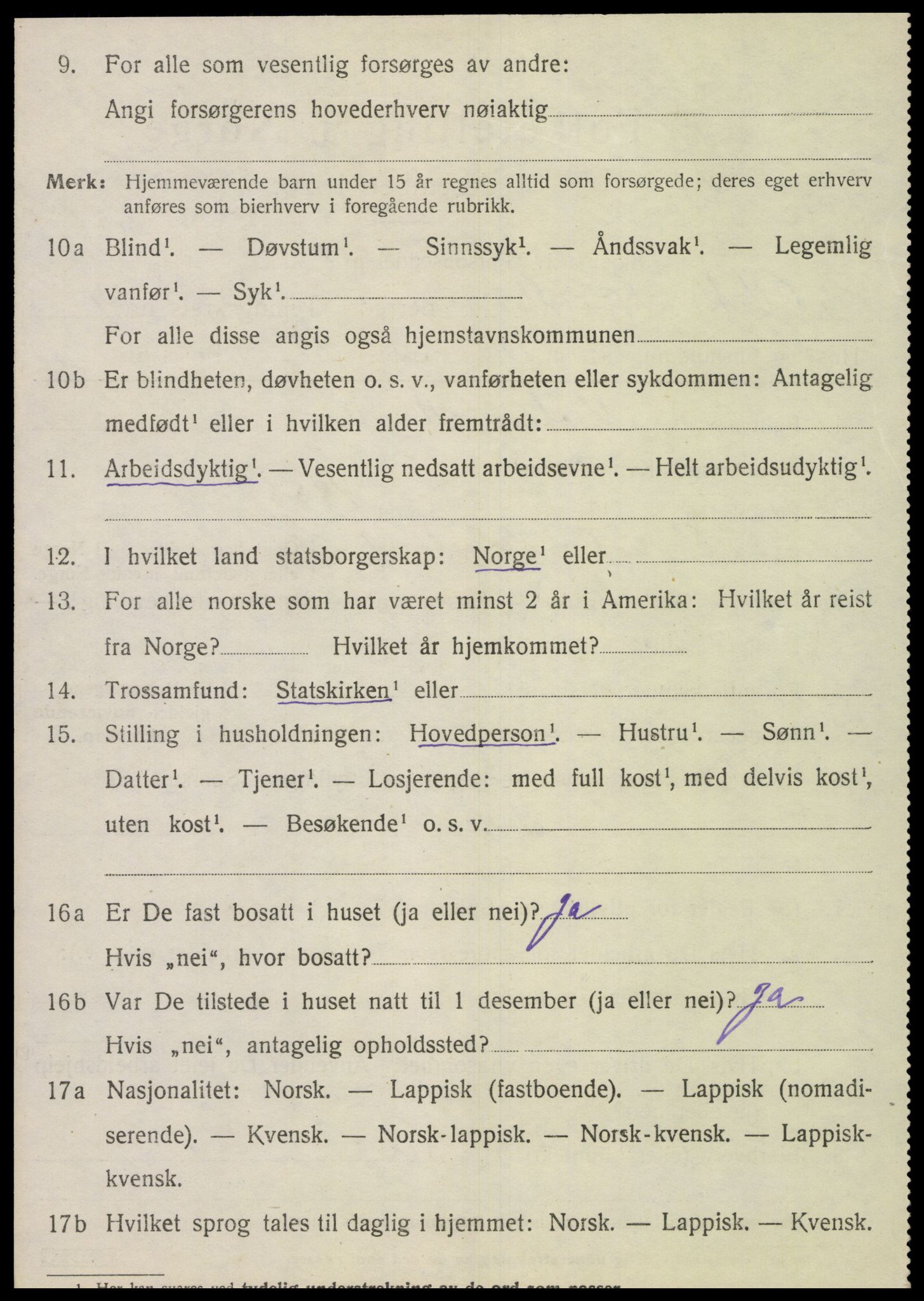 SAT, 1920 census for Vik, 1920, p. 5244