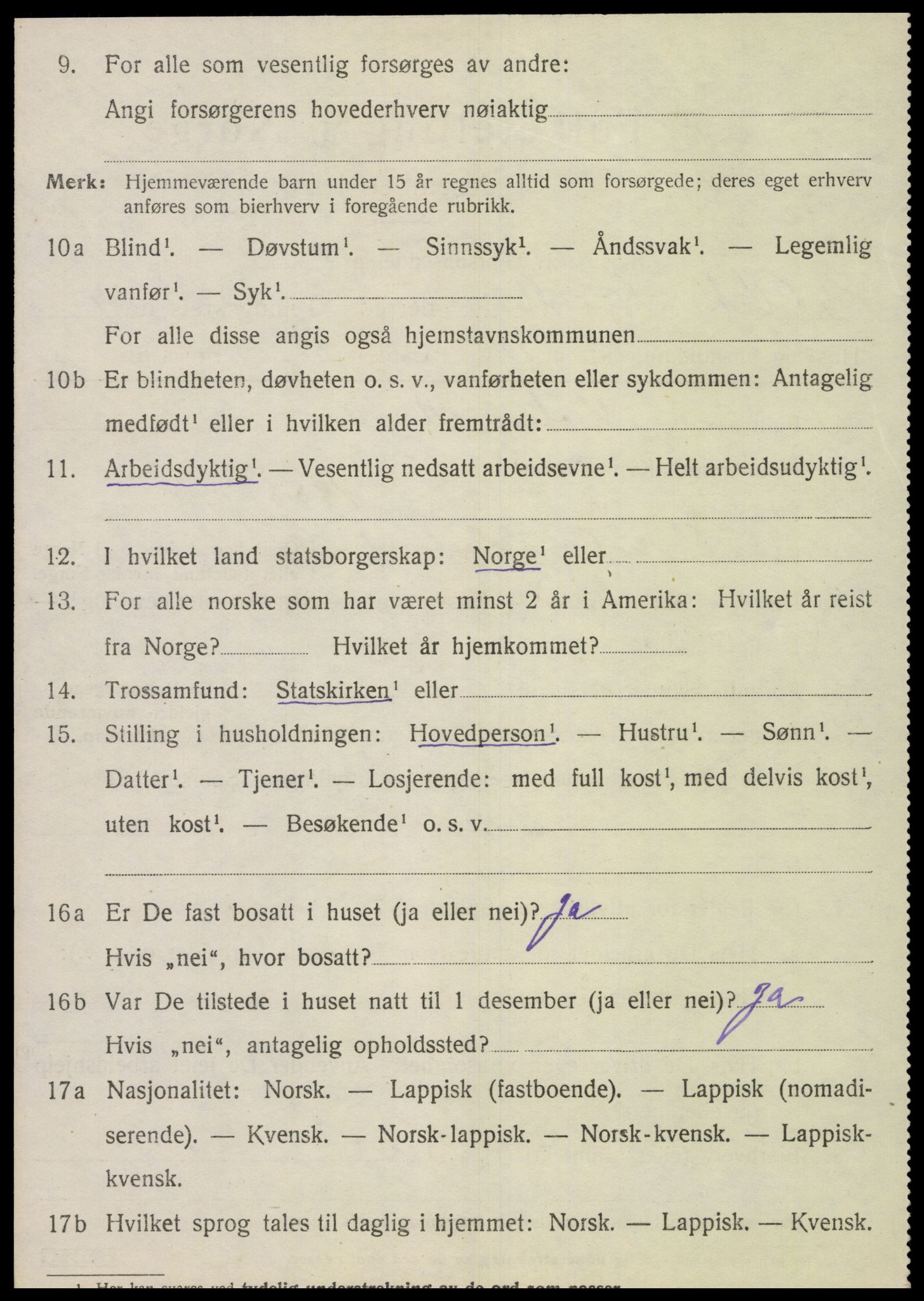 SAT, 1920 census for Vik, 1920, p. 5244