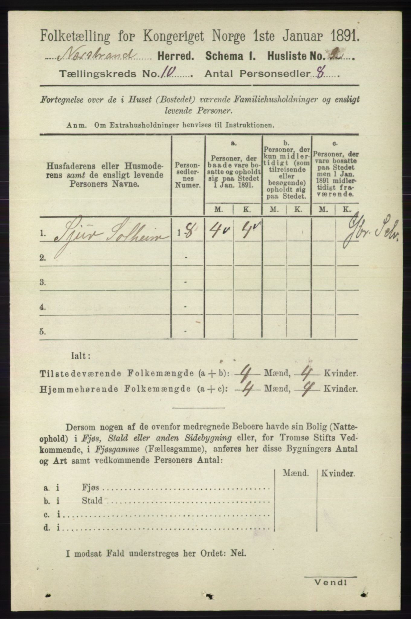 RA, 1891 census for 1139 Nedstrand, 1891, p. 1851