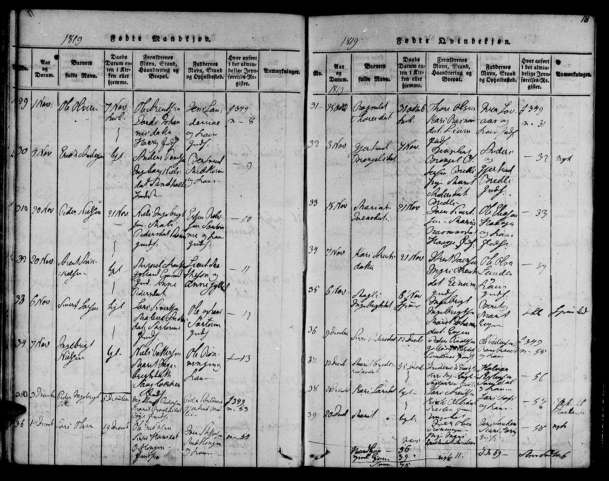 Ministerialprotokoller, klokkerbøker og fødselsregistre - Sør-Trøndelag, SAT/A-1456/692/L1102: Parish register (official) no. 692A02, 1816-1842, p. 18