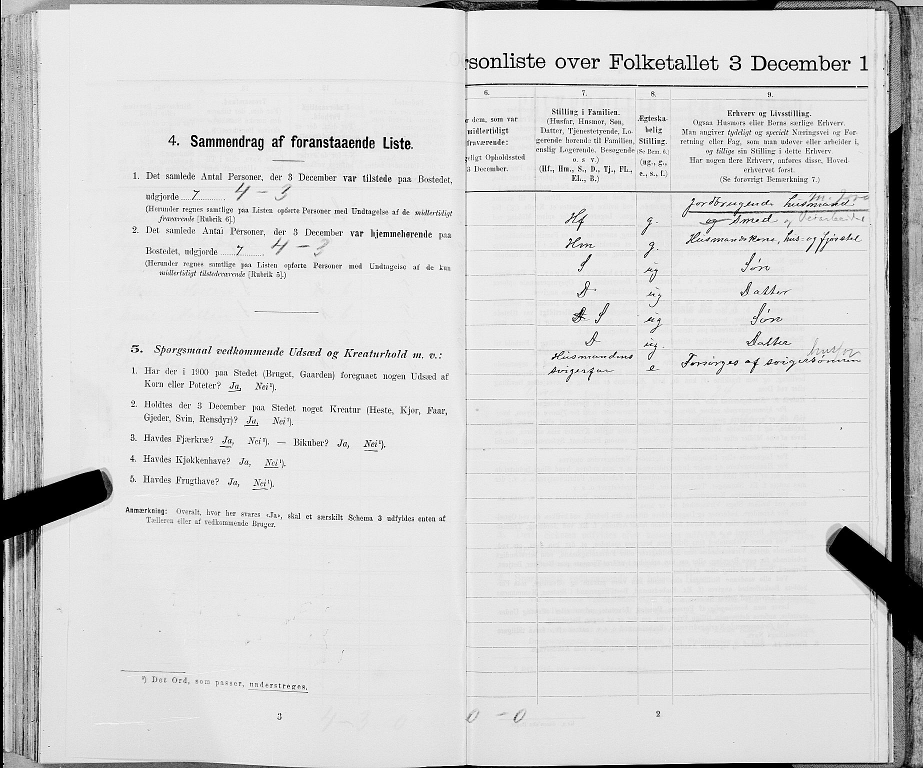 SAT, 1900 census for Snåsa, 1900, p. 1101