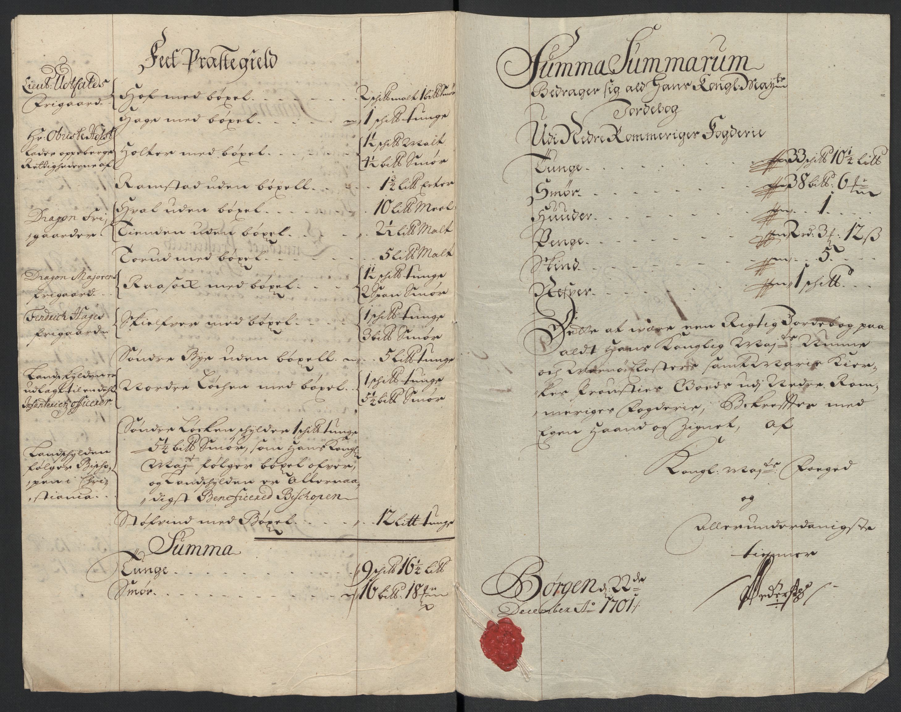 Rentekammeret inntil 1814, Reviderte regnskaper, Fogderegnskap, AV/RA-EA-4092/R11/L0584: Fogderegnskap Nedre Romerike, 1701, p. 28