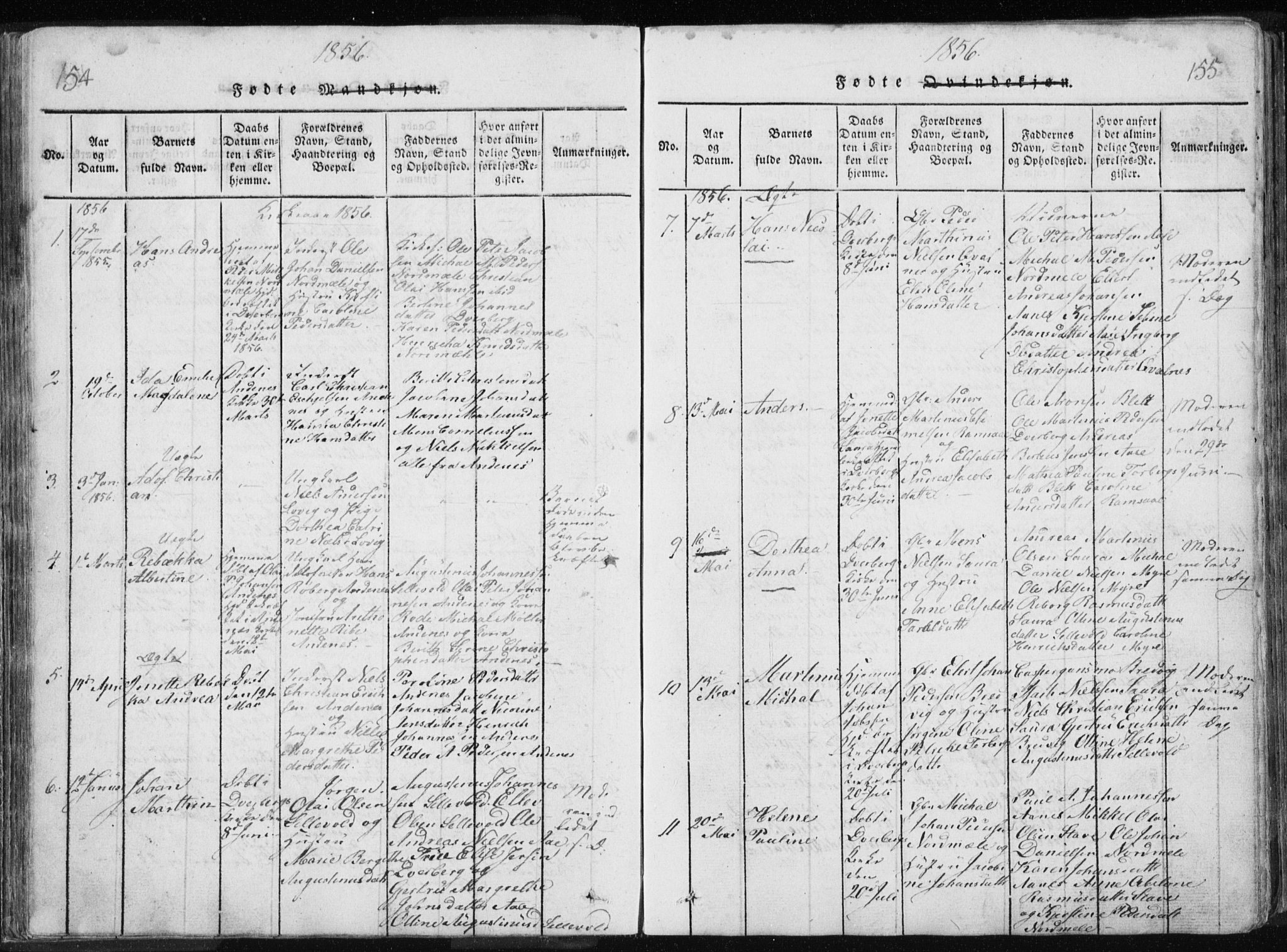 Ministerialprotokoller, klokkerbøker og fødselsregistre - Nordland, AV/SAT-A-1459/897/L1411: Parish register (copy) no. 897C01, 1820-1866, p. 154-155