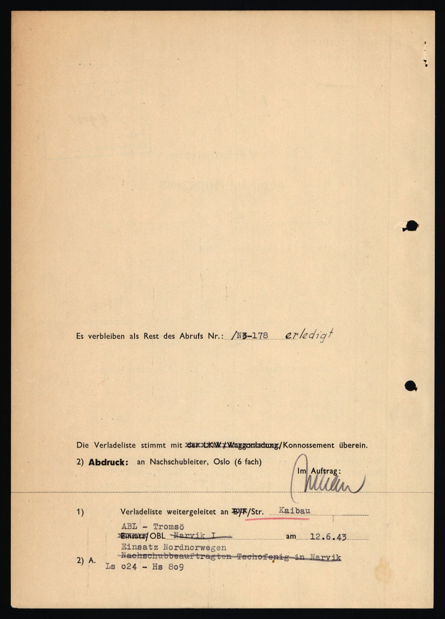 Tyske arkiver, Organisation Todt (OT), Einsatzgruppe Wiking, AV/RA-RAFA-2188/1/E/E6/E6c/L0007: Nachschub: Arkivkode 9451-9490, 1940-1945, p. 27