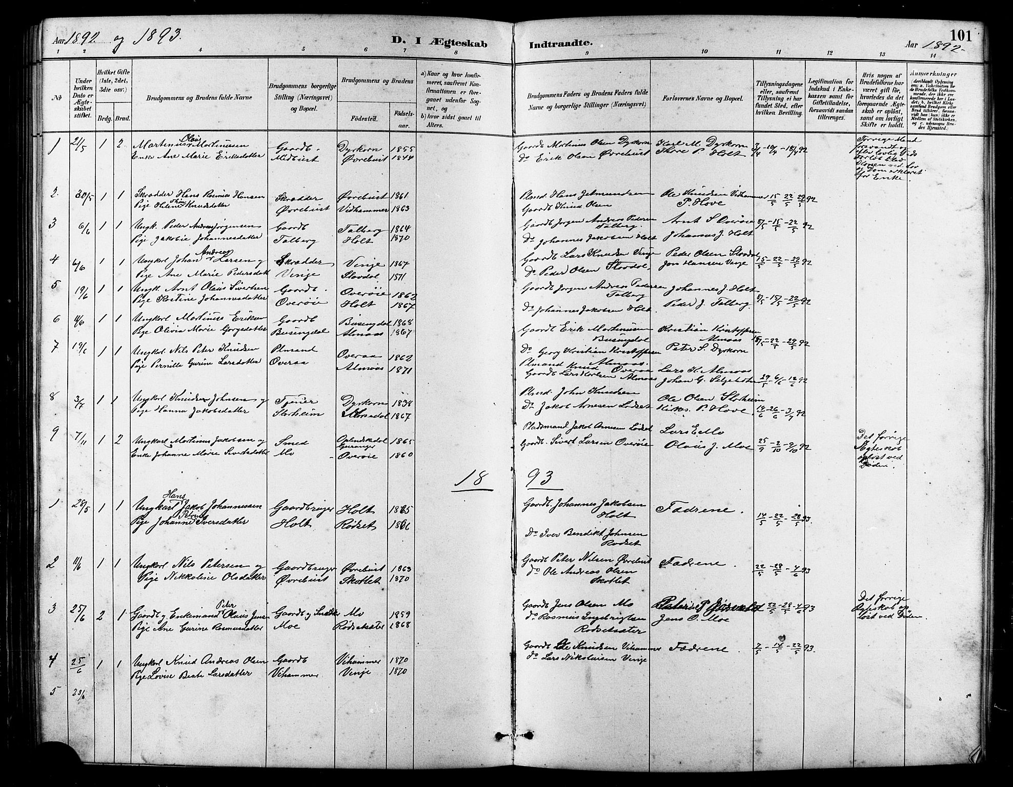 Ministerialprotokoller, klokkerbøker og fødselsregistre - Møre og Romsdal, AV/SAT-A-1454/521/L0302: Parish register (copy) no. 521C03, 1882-1907, p. 101