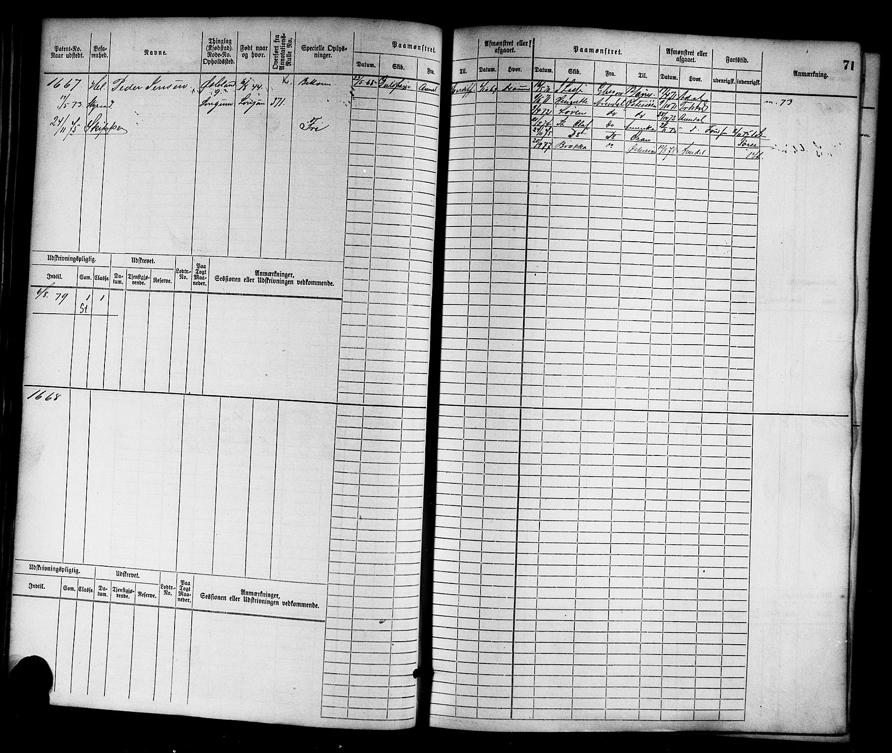 Arendal mønstringskrets, AV/SAK-2031-0012/F/Fb/L0012: Hovedrulle nr 1529-2290, S-10, 1868-1885, p. 72