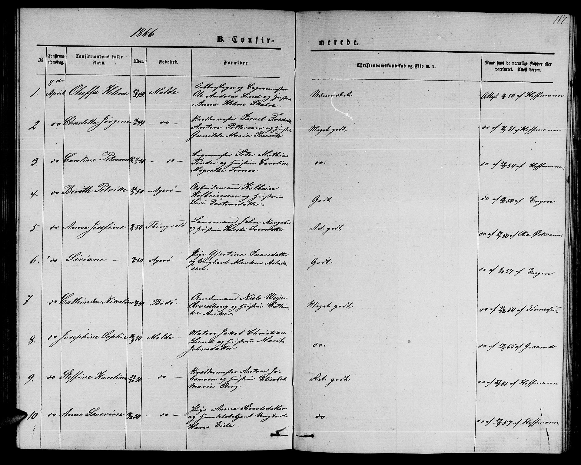 Ministerialprotokoller, klokkerbøker og fødselsregistre - Møre og Romsdal, AV/SAT-A-1454/558/L0701: Parish register (copy) no. 558C02, 1862-1879, p. 167